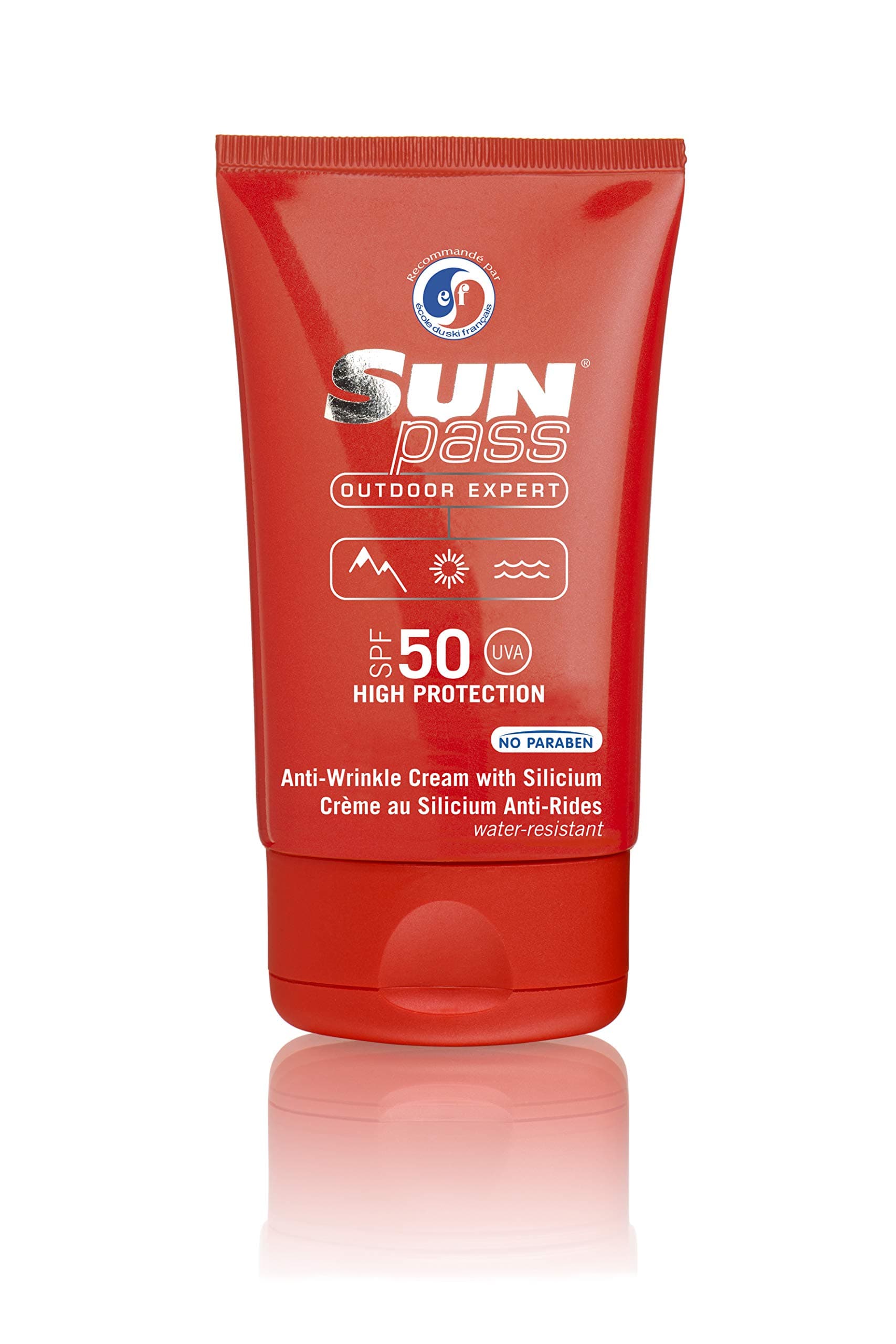 Sun Pass - Sunscreen and Anti Wrinkle cream with Silicium - High Protection - 40 mL - Designed and made in France - Waterproof - No Paraben
