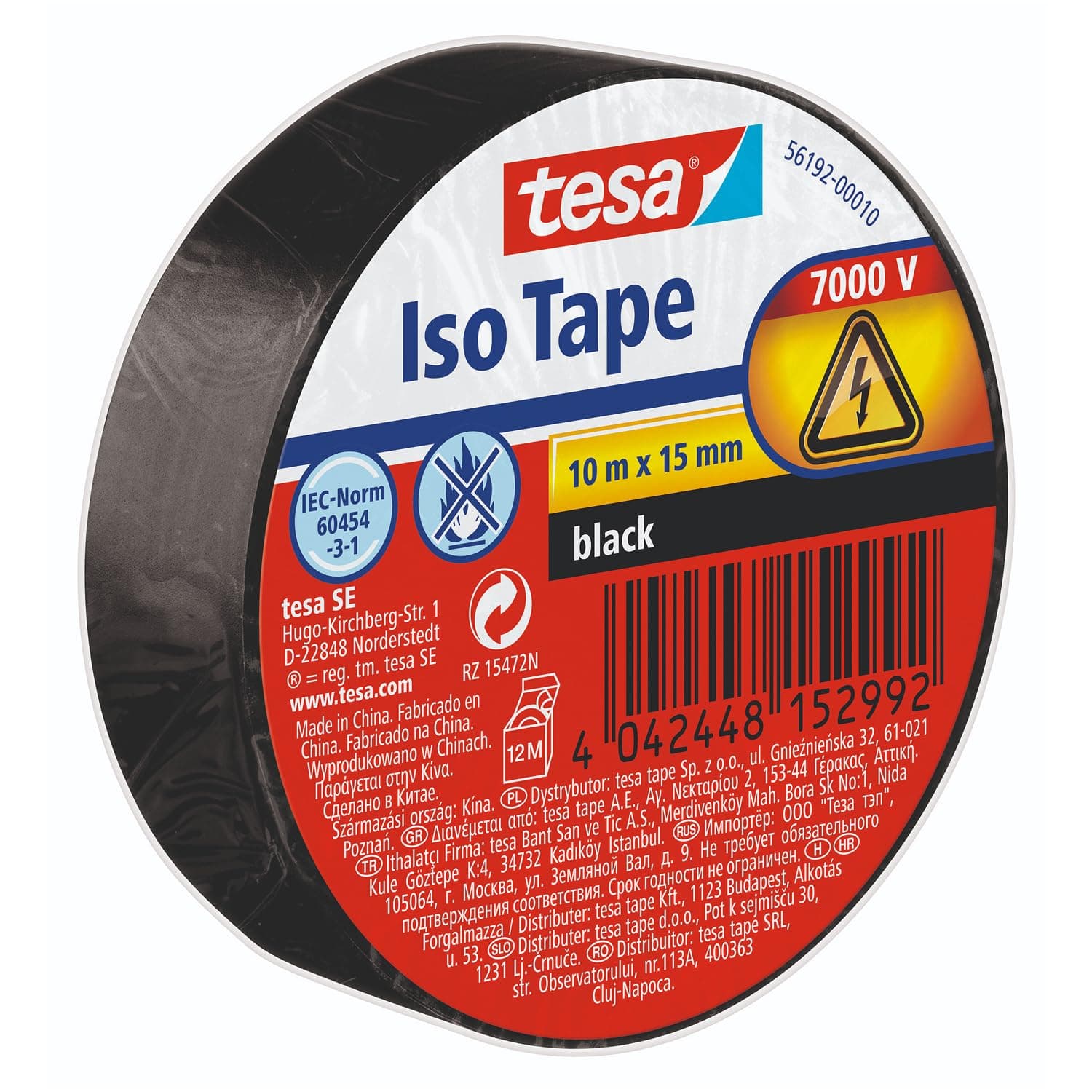 tesa Insulating Tape - Self-adhesive Insulating Tape, Heat-Resistant - for Insulating, Repairing and Bundling - 10 m - Black