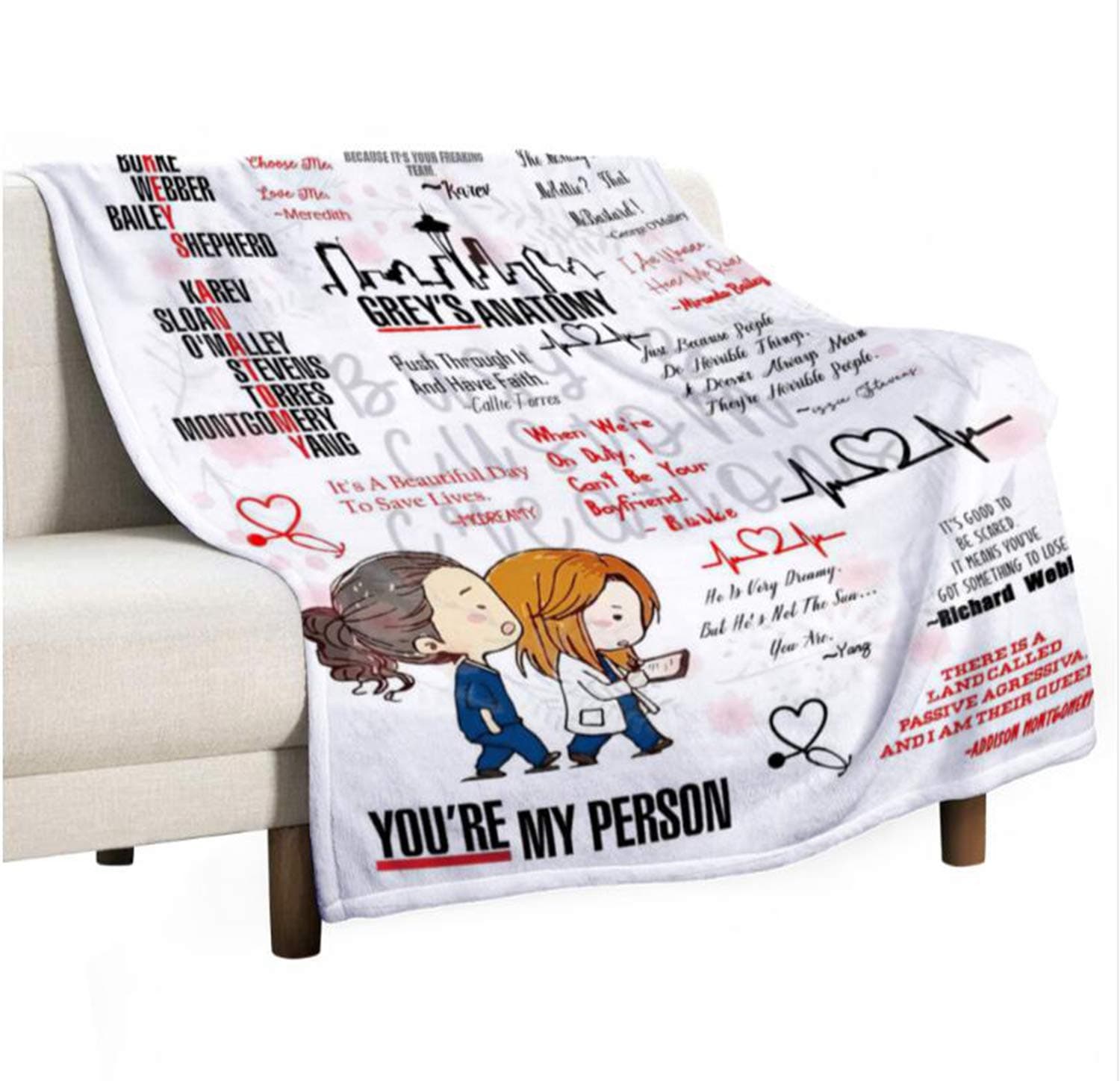 Ultra-Soft Micro Grey's Anatomy Flannel Blanket Warm 3D Printing Throw Blanket Home Decor for Bed Sofa Travel 50x40 Inch