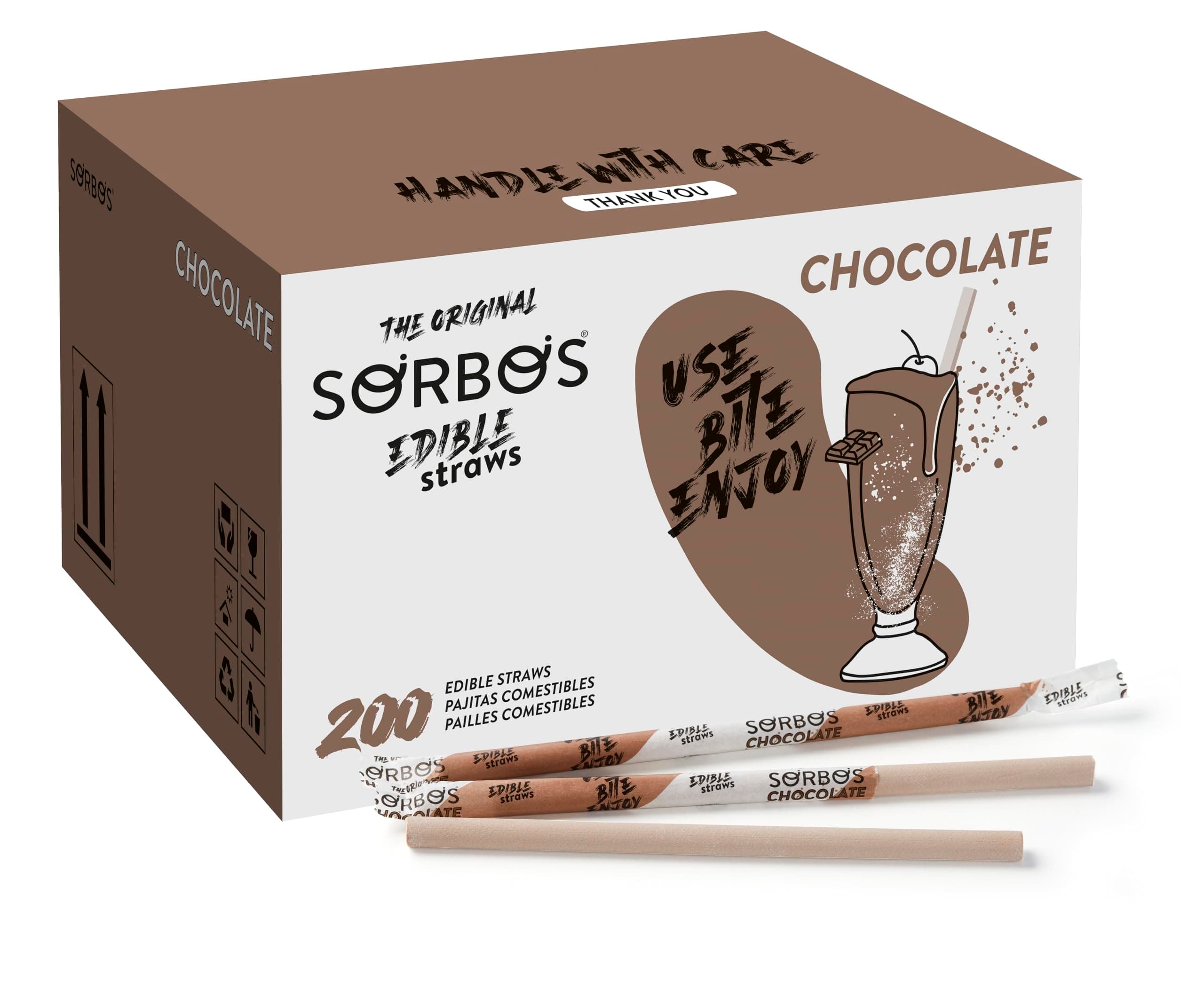 Sorbos Edible Straws, Chocolate Flavored, Sustainable, Individually Packaged,...