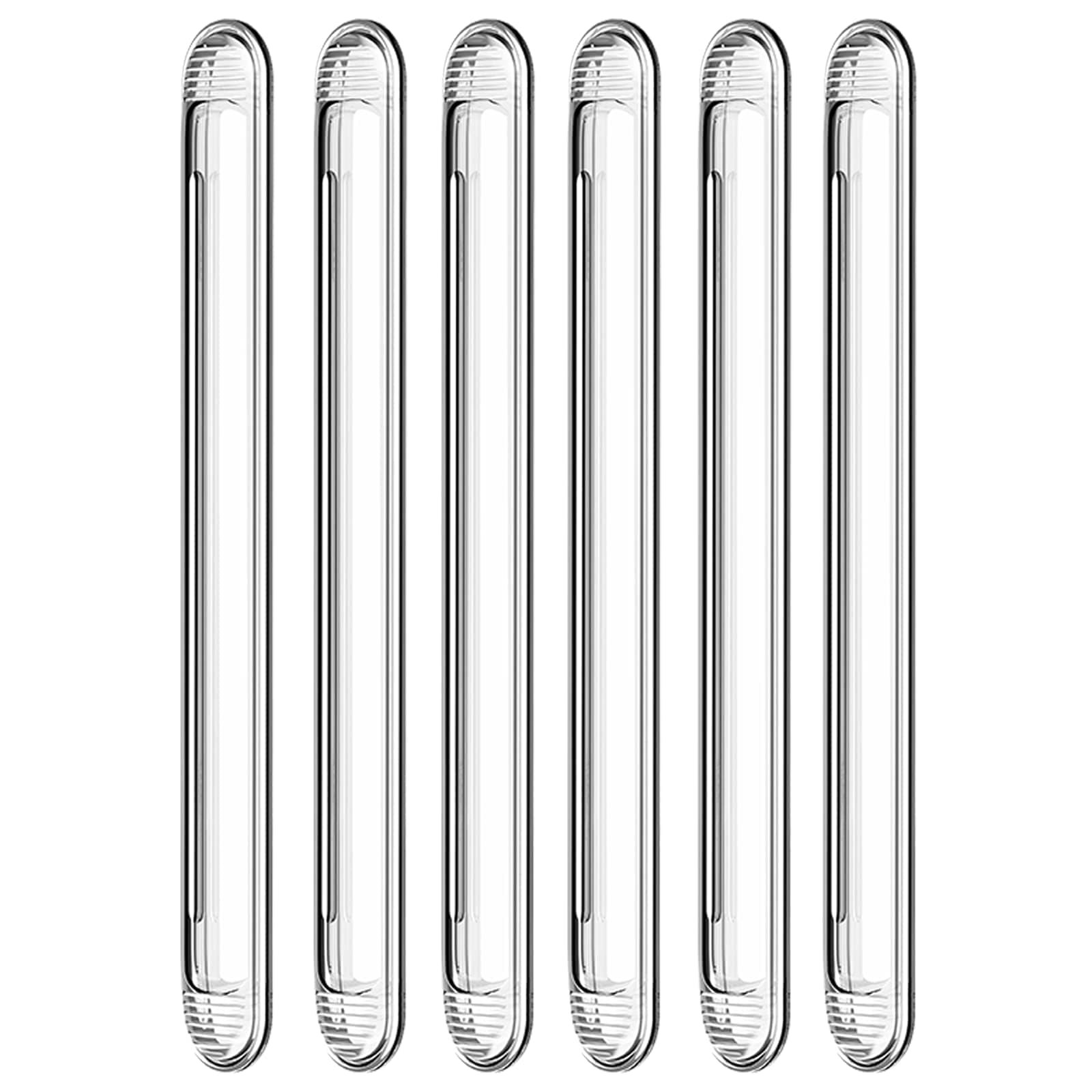Clear Furniture Bumpers 6-Pack (6 Long) - Adhesive Backed Silicone Rubber Wall Protector Pads for Chair, Cabinet, Shower Door, Drawer, Toilet Lid, Car Door Guard