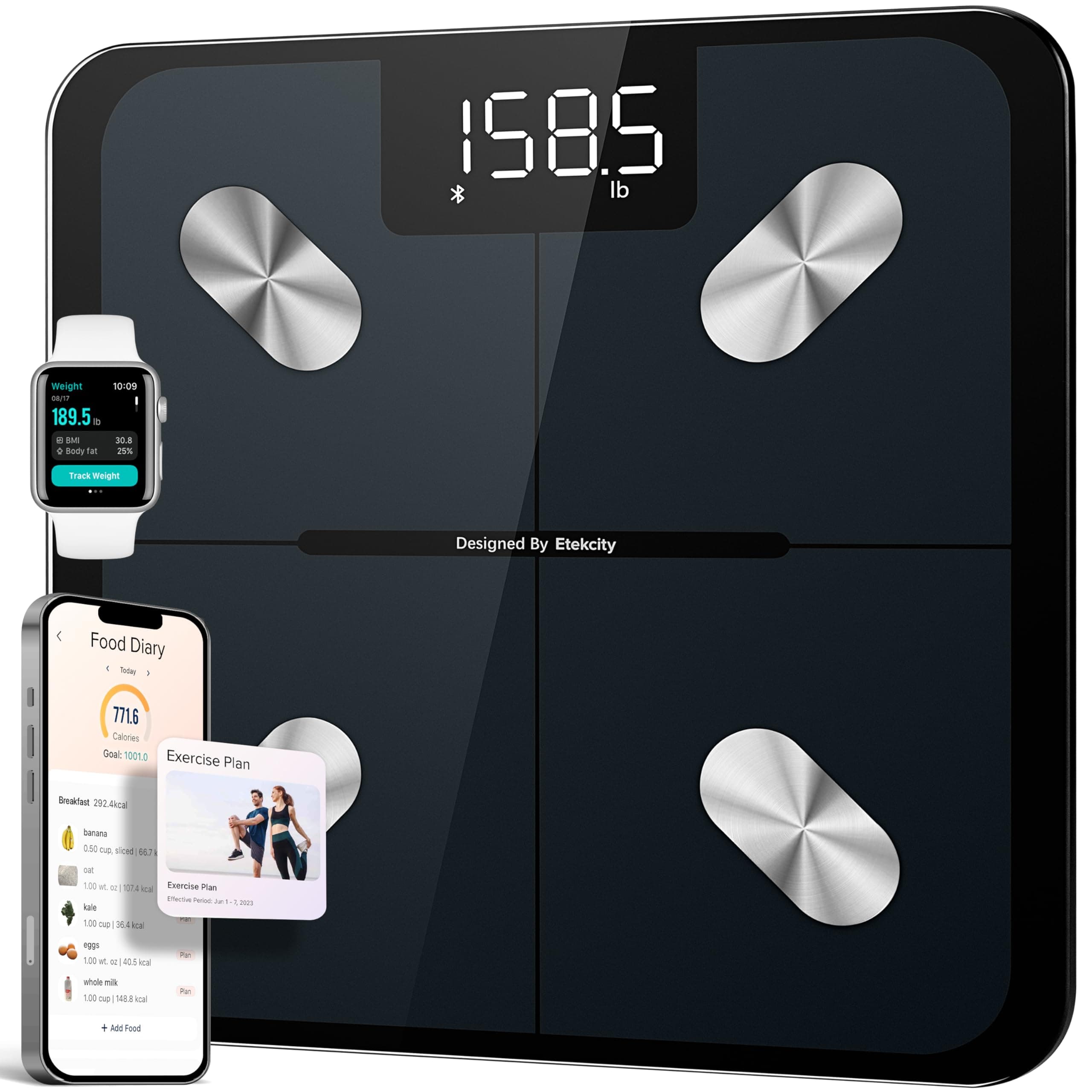 Smart Scale For Body Weight And Fat, Digital Bathroom Scale Accurate To 0.05lb/0.02kg Weighing Machine For People's Muscle BMI, Bluetooth Electronic Body Composition Monitor