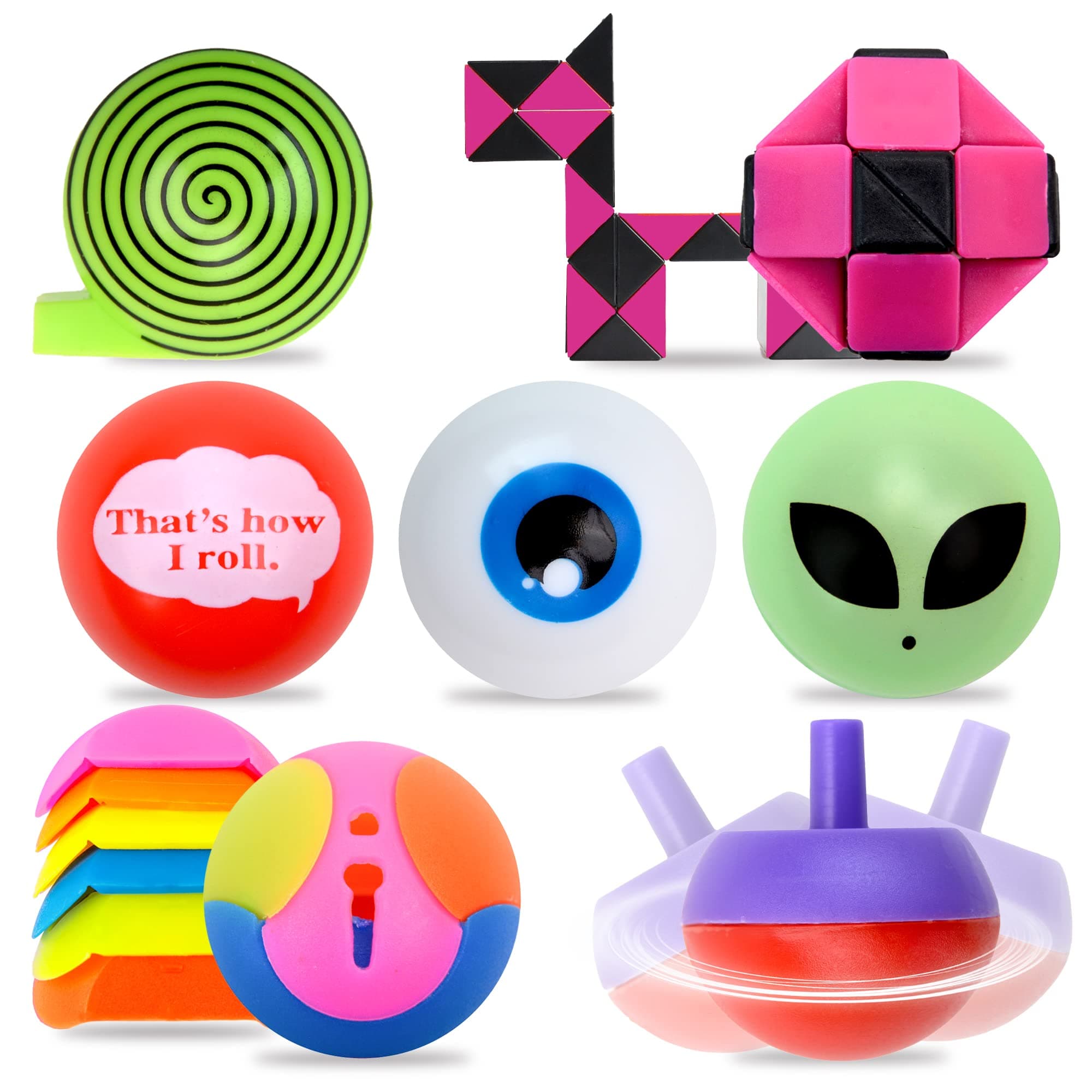 Bulk Mini Toys - 100 Pcs Prizes for Kids - Party Favors - Birthday Gifts - Pinata Stuffers - Goody Bag Fillers - Easter Egg Fillers - Vending Machine Items - 1.38 Inch