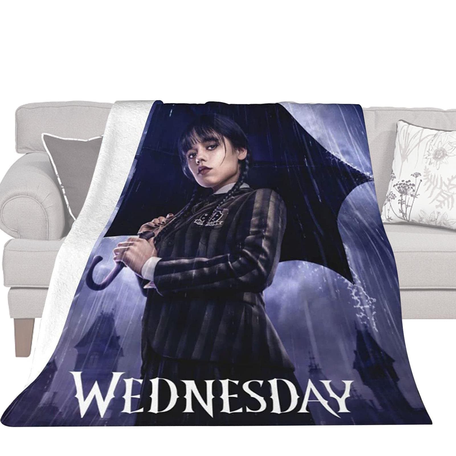 Wednesdays Addams Fluffy Blanket | Wednesdays Addams Wall Art | Wednesdays Addams Merchandise | 100x150cm Flannel Fleece Blanket | Addams Familys Theme Throw Blanket | Wednesdays Addams Blankets