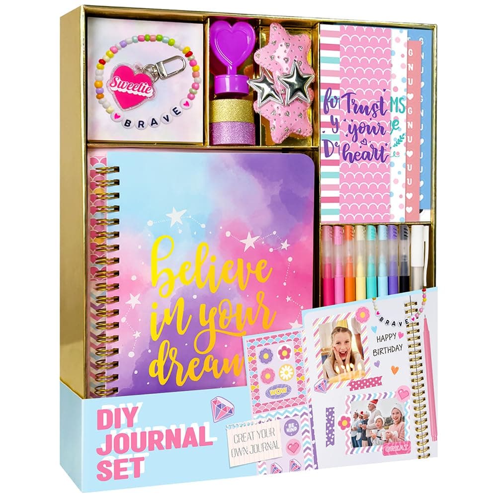 Nollh DIY Journal Kit for Girls - Tween & Teen Stationery, Scrapbook & Diary Supplies, Journaling Art Crafts Set - Ideal Gifts for 8-14 Year Old Girls