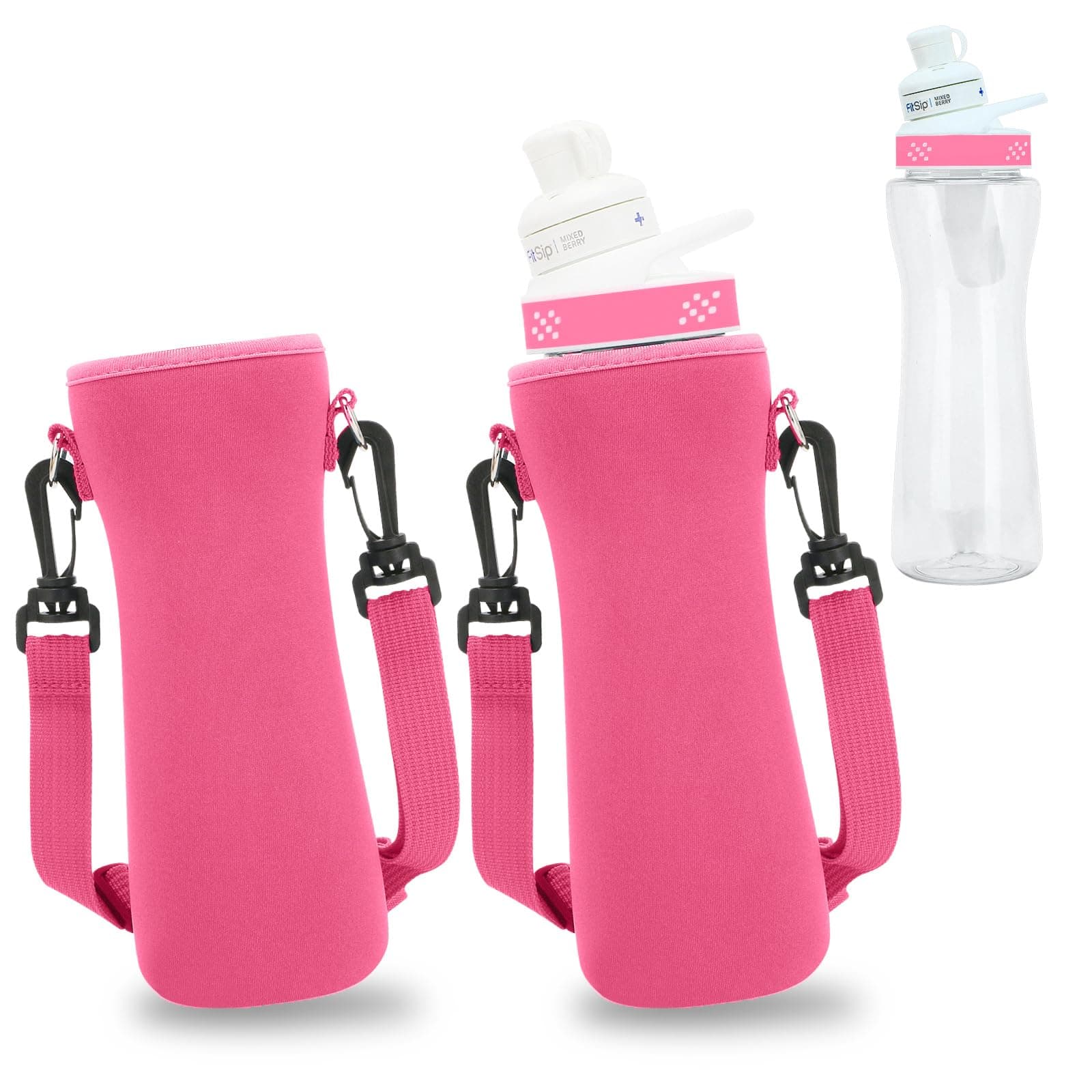 2 Pcs Sleeve Compatible with 22oz Cirkul Water Bottle, Water Bottle Sleeve for Plastic & Stainless Steel Bottle, Neoprene Insulated Water Bottle Cover for Retaining Temperature (Pink)