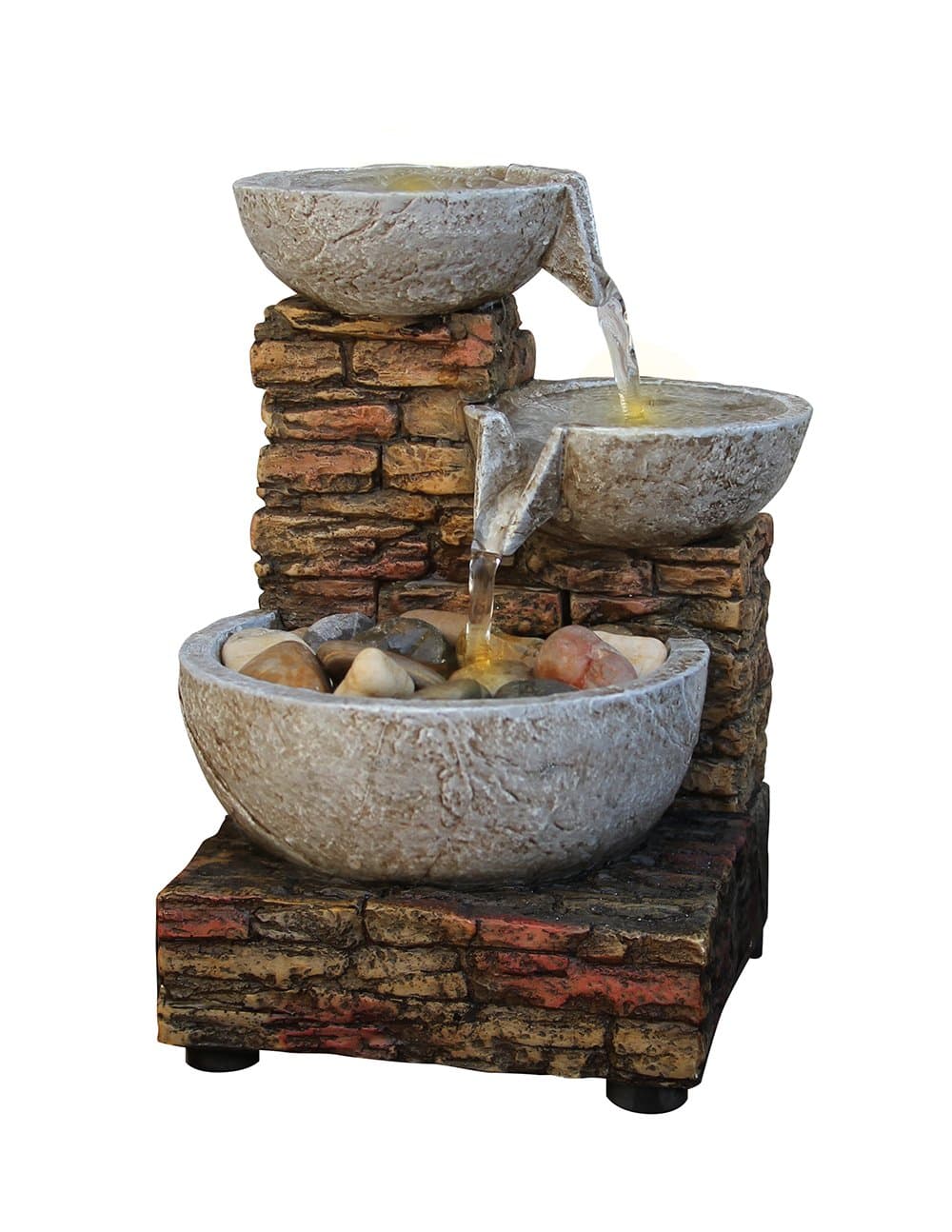 Newport Coast Collections 7" H Cascading Brick Bowl LED Fountain