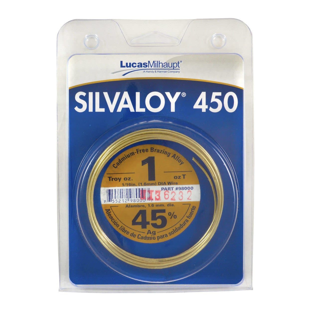 Lucas Milhaupt Silvaloy 450 45%シルバーはんだろう付け合金1オンス 98000