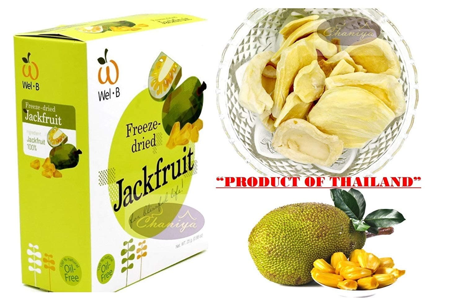 Crispy Freeze-Dried Jackfruit Healthy Thailand Fruit Snack 100% All Natural Oil-Free 25g. (0.88 Oz)