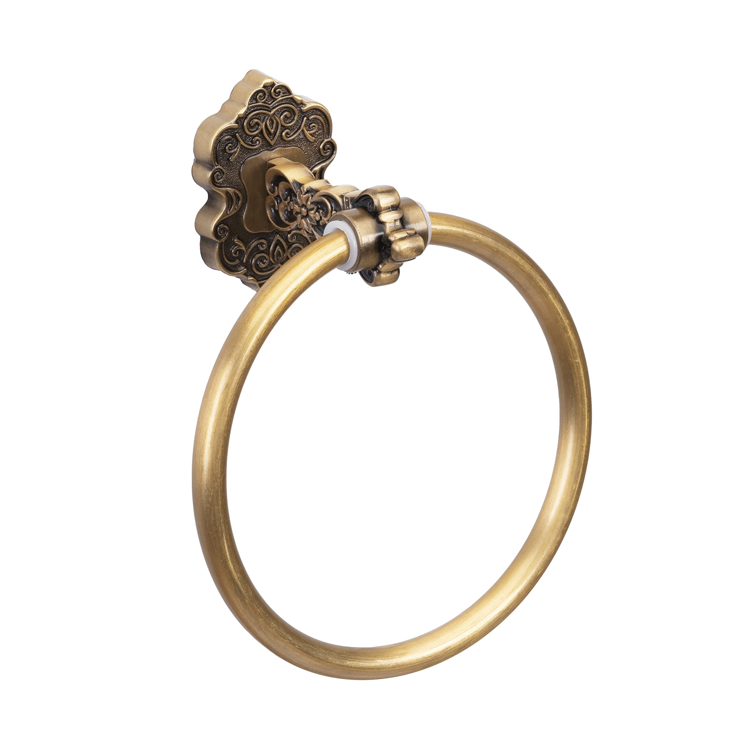 SDH Bathroom Towel Ring - Vintage Style Antique Brass Towel Hanger - Wall Mount Kitchen & Bathroom Hand Towel Holder - Pack of 1 Heavy Duty Decorative Aluminum Hanging Ring for Bathroom Towel Storage