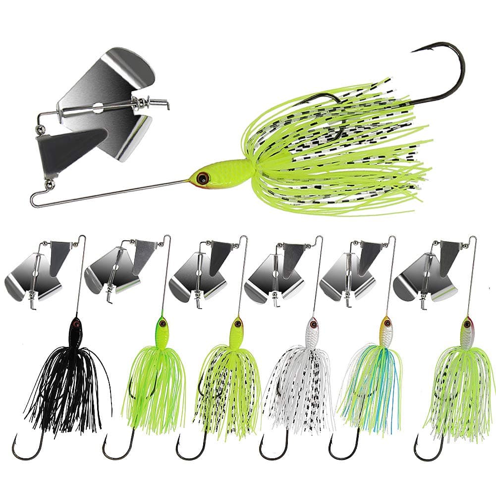 5/8 oz Freshwater & Saltwater Fishing Lures Buzz Baits for Bass Fishing - Set of 6