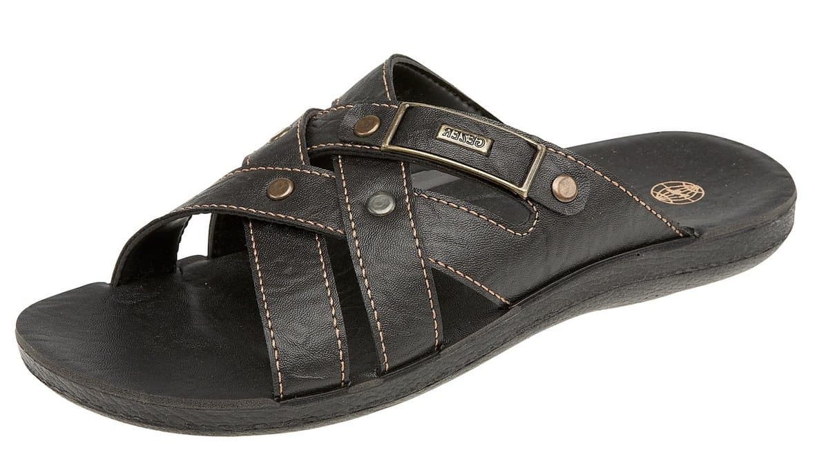 Mens Gezer Leather Look Mule Style Jesus Sandals Mules BLACK Size 9