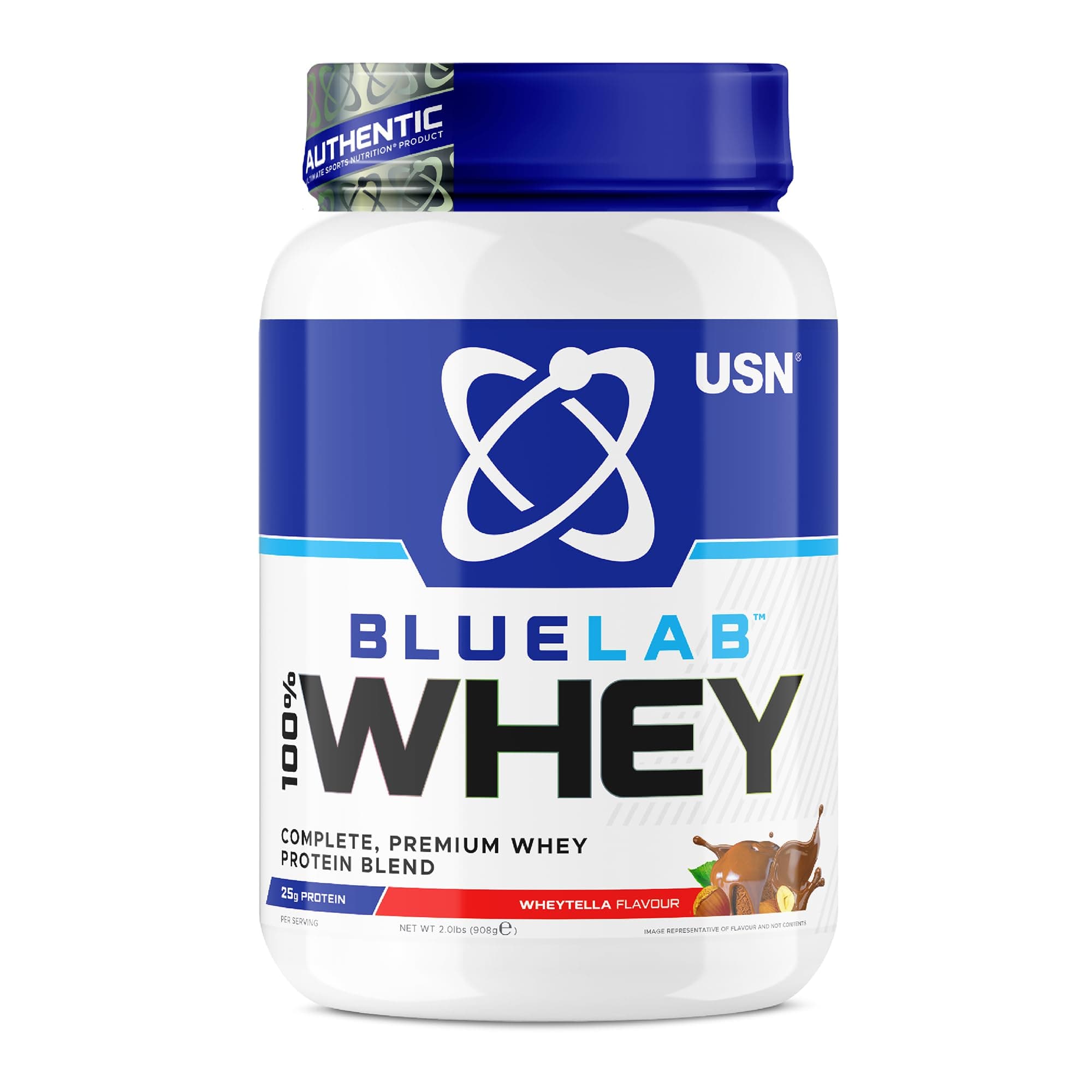 BlueLab 100% Whey Protein Powder 908g (26 Servings) - 25g Protein Per Serving - Whey Isolate, Hydrolysate & Concentrate Blend - High Protein Shake for Muscle Growth & Recovery - Wheytella