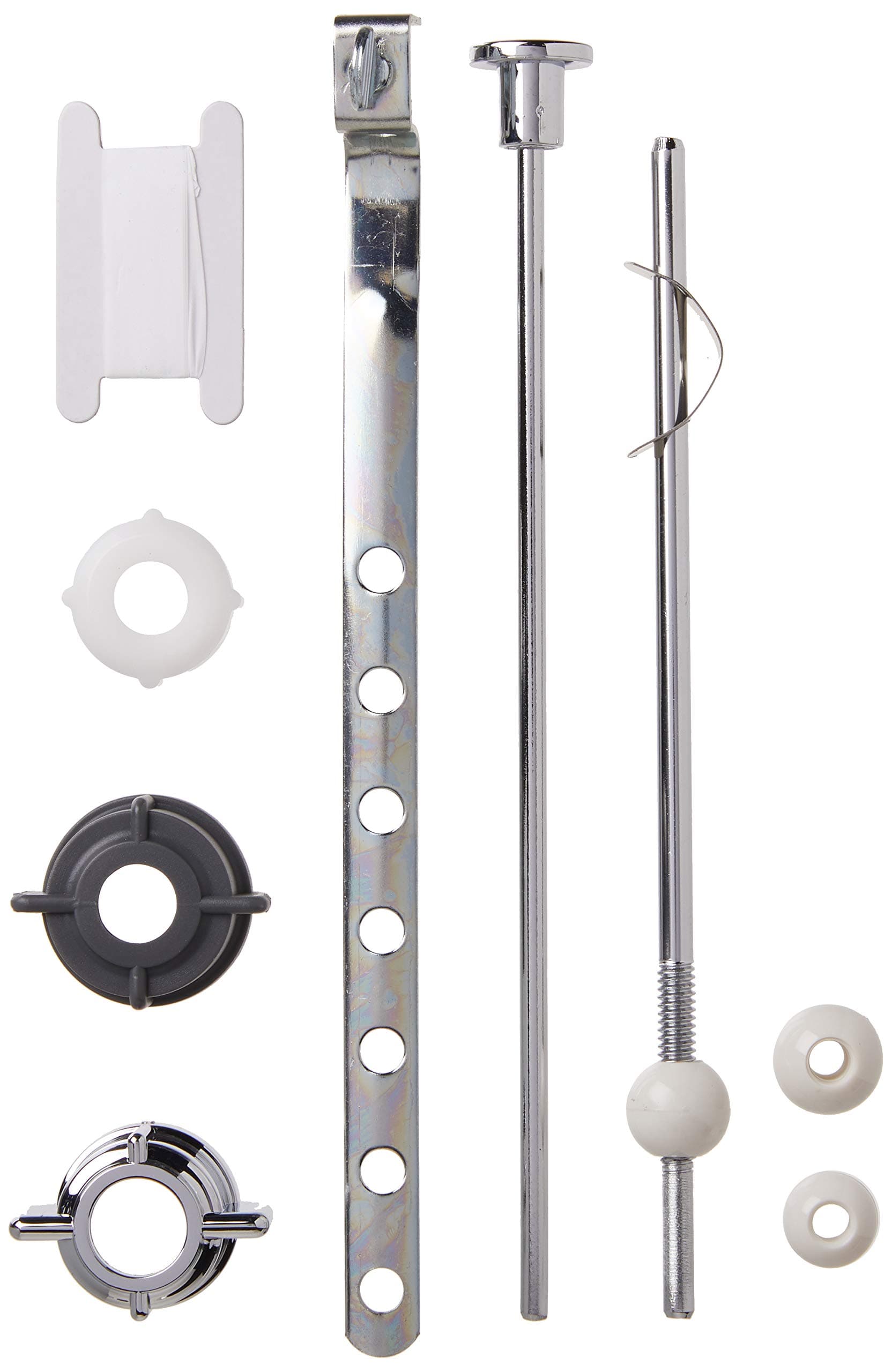 PermaFLOW PF0907 Lavatory Pop-Up Drain Repair Kit Center Pivot Assembly-Threaded Adjustable Nuts (Universal, Moen, Pfister) + 3 Sizes of Balls + Clip, Linkage and Pull Rod, Gray, White, Chrome