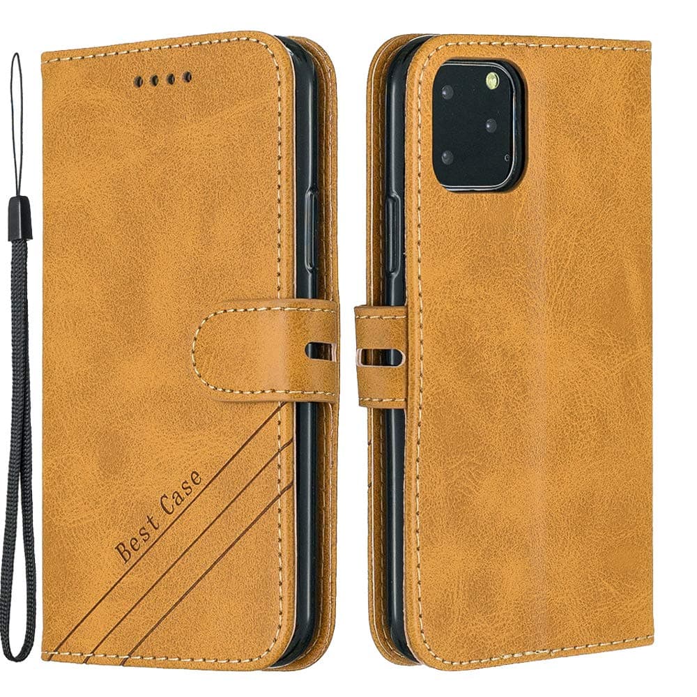 ISADENSER Galaxy A71 Wallet Case Samsung A71 Case, Premium PU Leather Folio Flip Cover Vogue Business with Kickstand and Credit Slots Wallet Phone Case for Samsung Galaxy A71 Retro Yellow HX