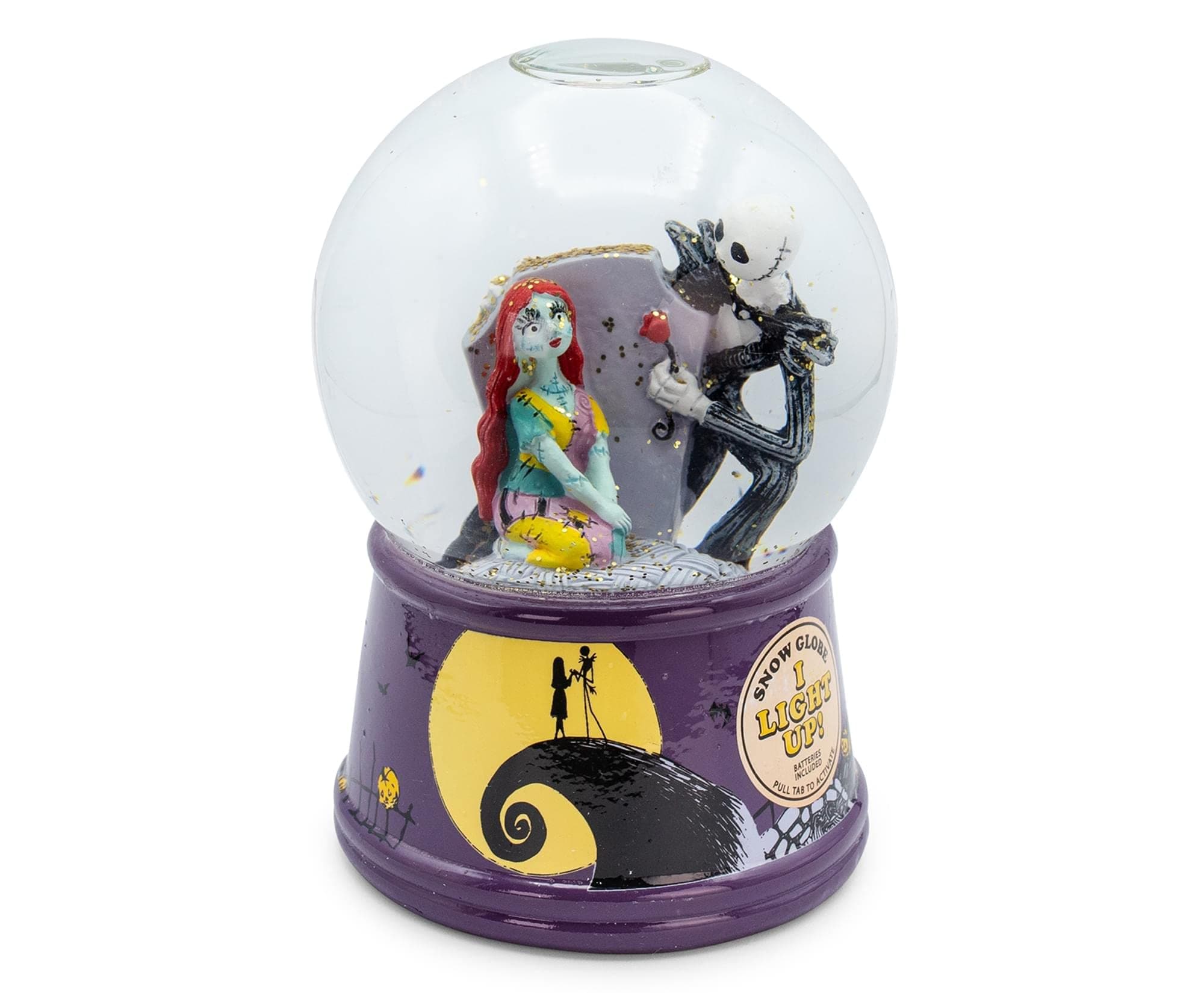 The Nightmare Before Christmas Disney Nightmare Before Christmas Jack & Sally Light-Up Snow Globe | 6 Inches, Purple,One Size