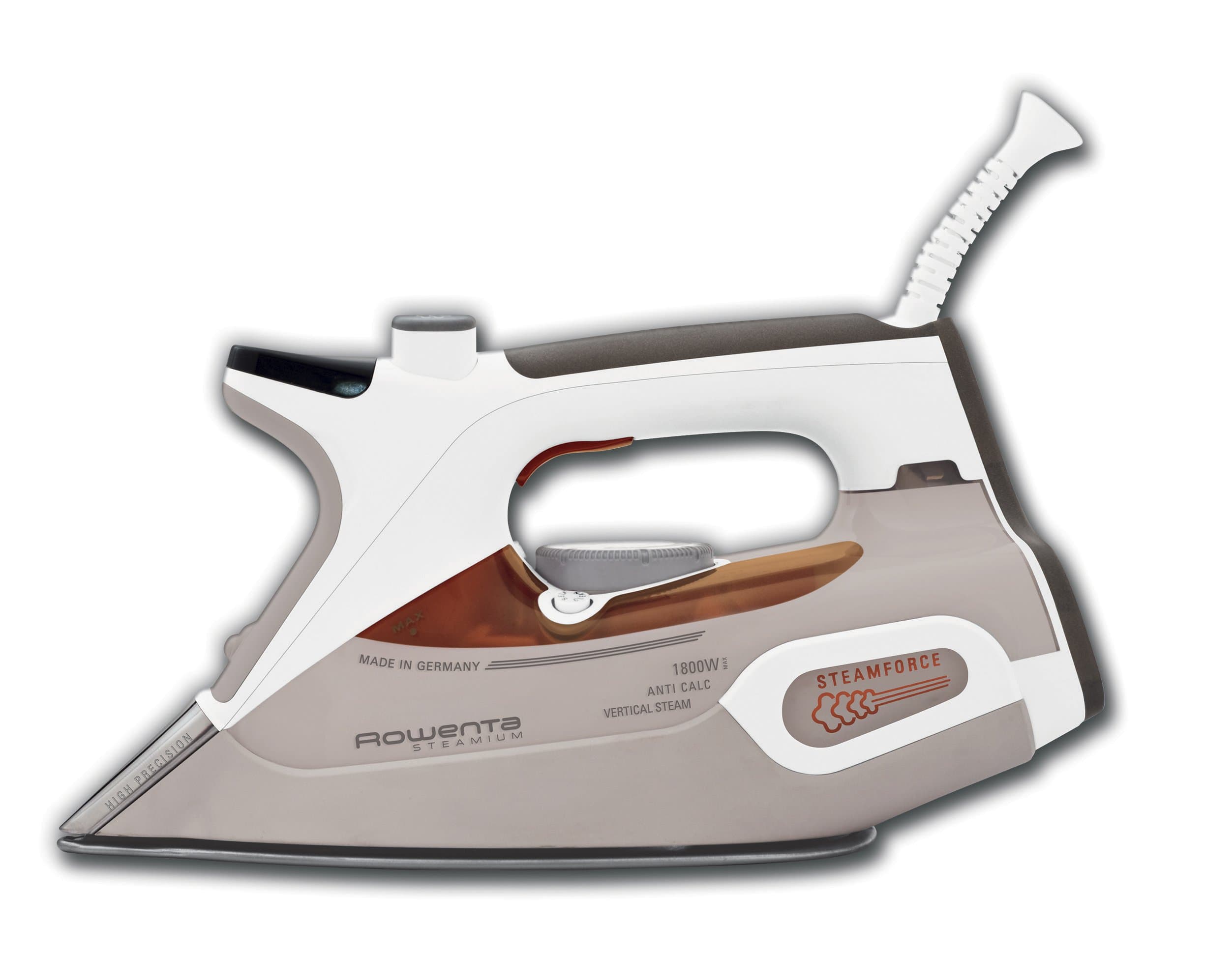 Rowenta DW9081 Steamium 1800-Watt Professional Steam Iron with LCD screen Stainless Steel Soleplate with Auto-Off, 400-Hole, Brown