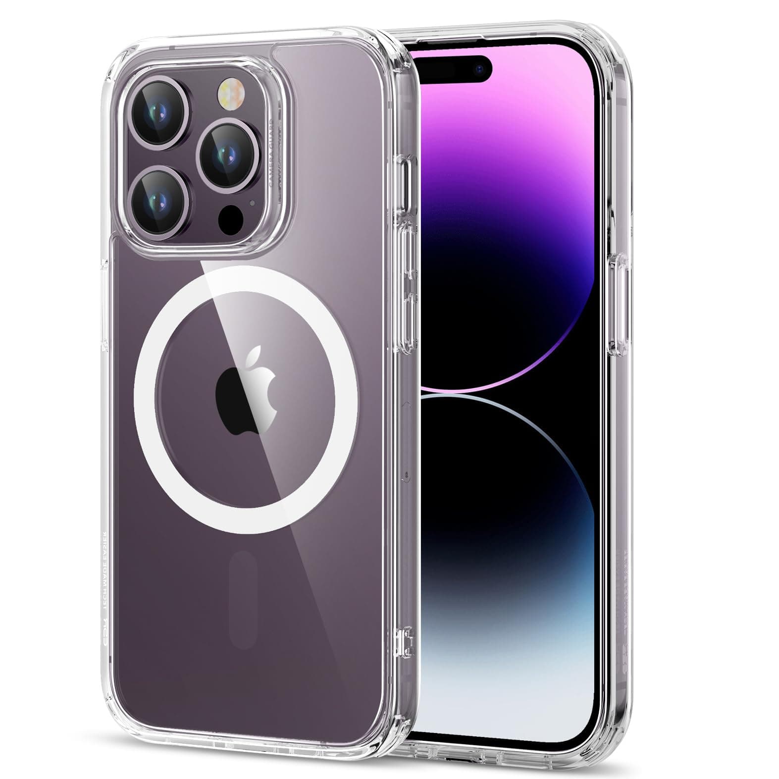 for iPhone 14 Pro Case, Compatible with MagSafe, Scratch-Resistant, Thin and Slim, Classic Shockproof Military-Grade Protection, TPU, Magnetic Back Cover, Clear