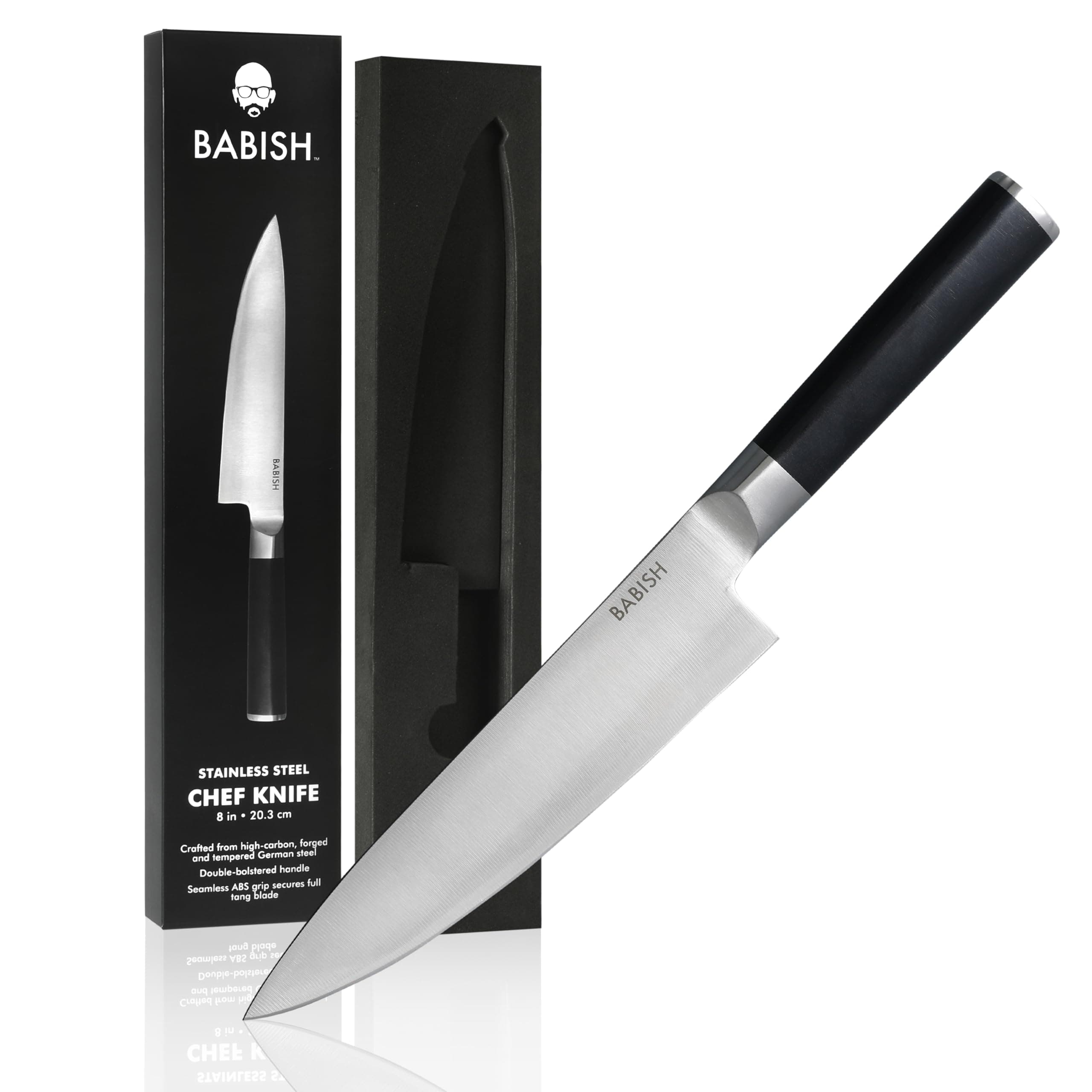 Babish 8-Inch Chef Knife – High-Carbon German 1.4116 Steel Kitchen Knife – Professional Cutlery for Precise Slicing and Chopping