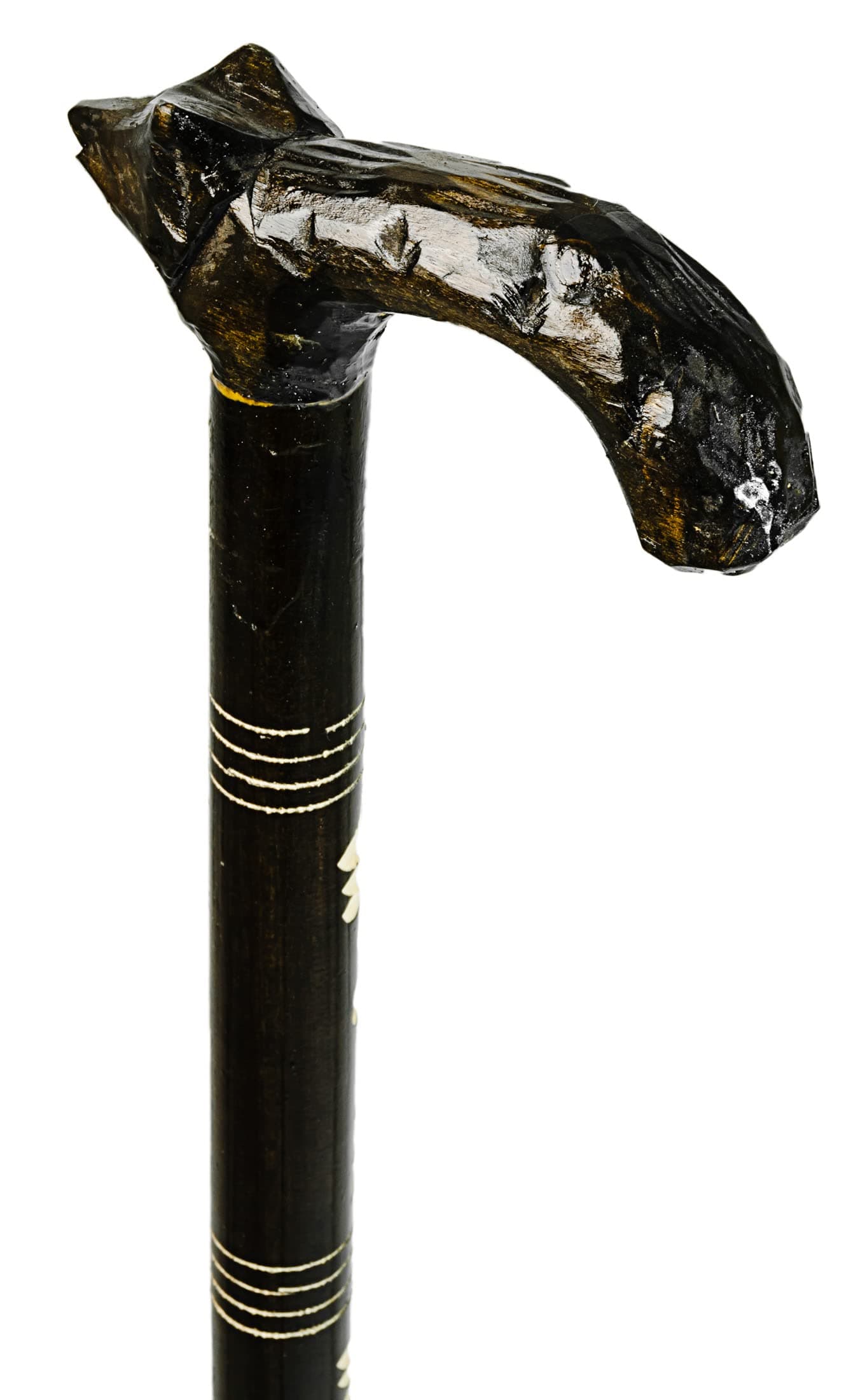 Wooden Walking Stick for Men and Women "Wolf" 89-92 cm - Walking Sticks Wood with Anti-slip Rubber - Hand Crafted