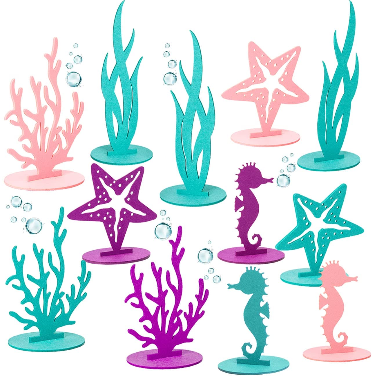 24 Pcs Mermaid Birthday Decorations Felt Table Centerpiece Under the Sea Party Decorations Supplies for Ocean Theme Little Mermaid Birthday Party Baby Shower