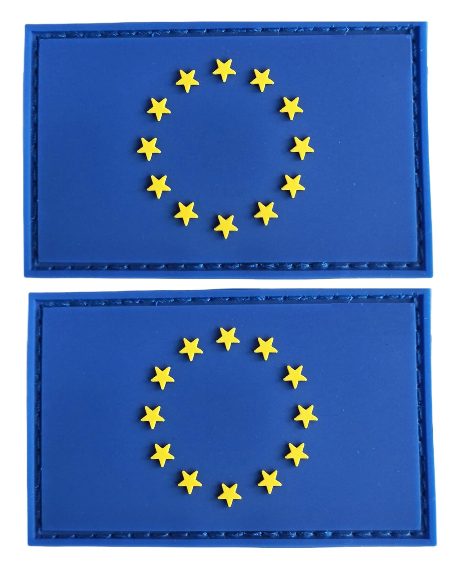 JAVD EU Flag Patch European Union PVC Rubber Hook & Loop Fastener Patch for Hats, Tactical Bags, Jackets, Clothes Patch Team Military Patch（ 2 Pack）