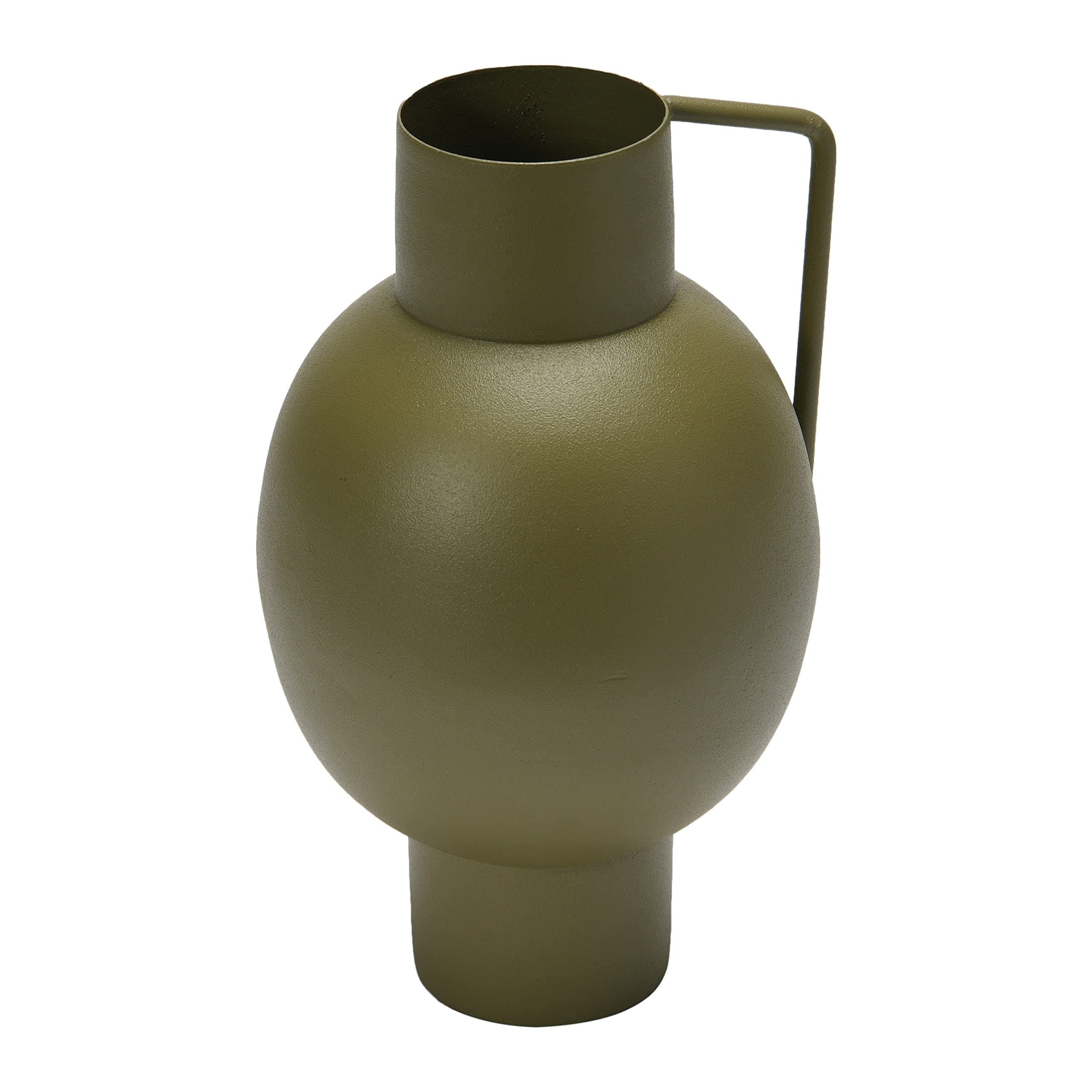 Bloomingville Textured Metal Vase with Handle, Celadon