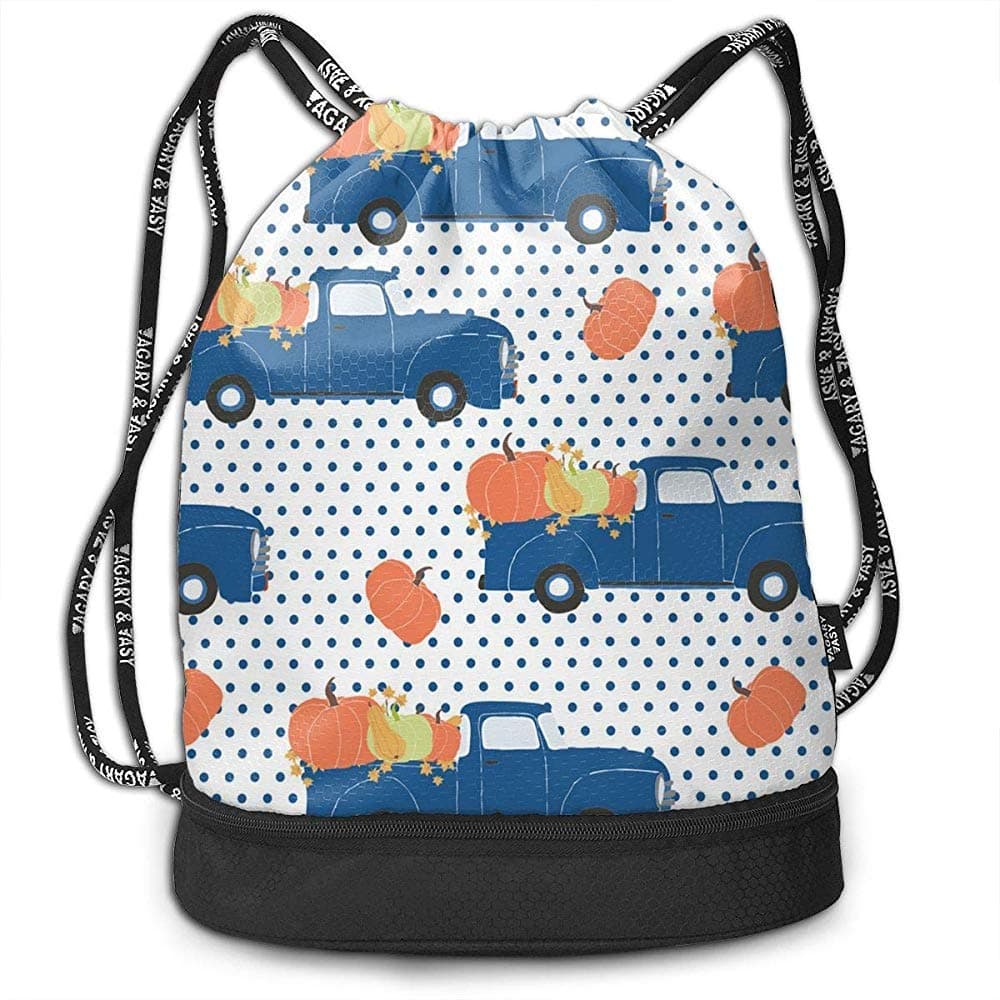 Marina Duncan Gym Drawstring Sports Bag Simple Quick Dry Bundle Backpack Pumpkin Truck