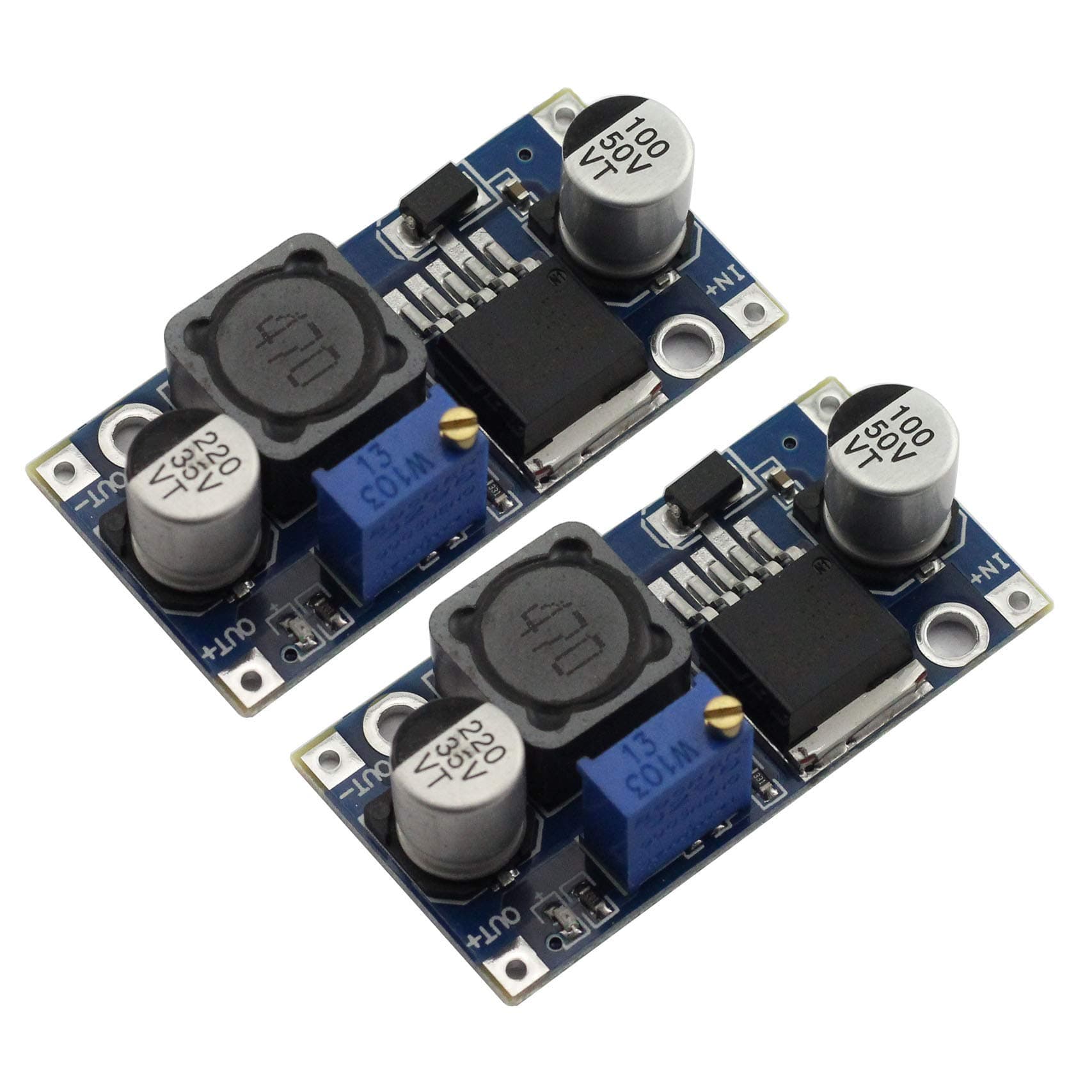 Maxmoral 2pcs DC-DC Buck Converter Power Module 3A Adjustable Step-Down LM2596 Voltage Regulator 24V to 12V 5V 3V