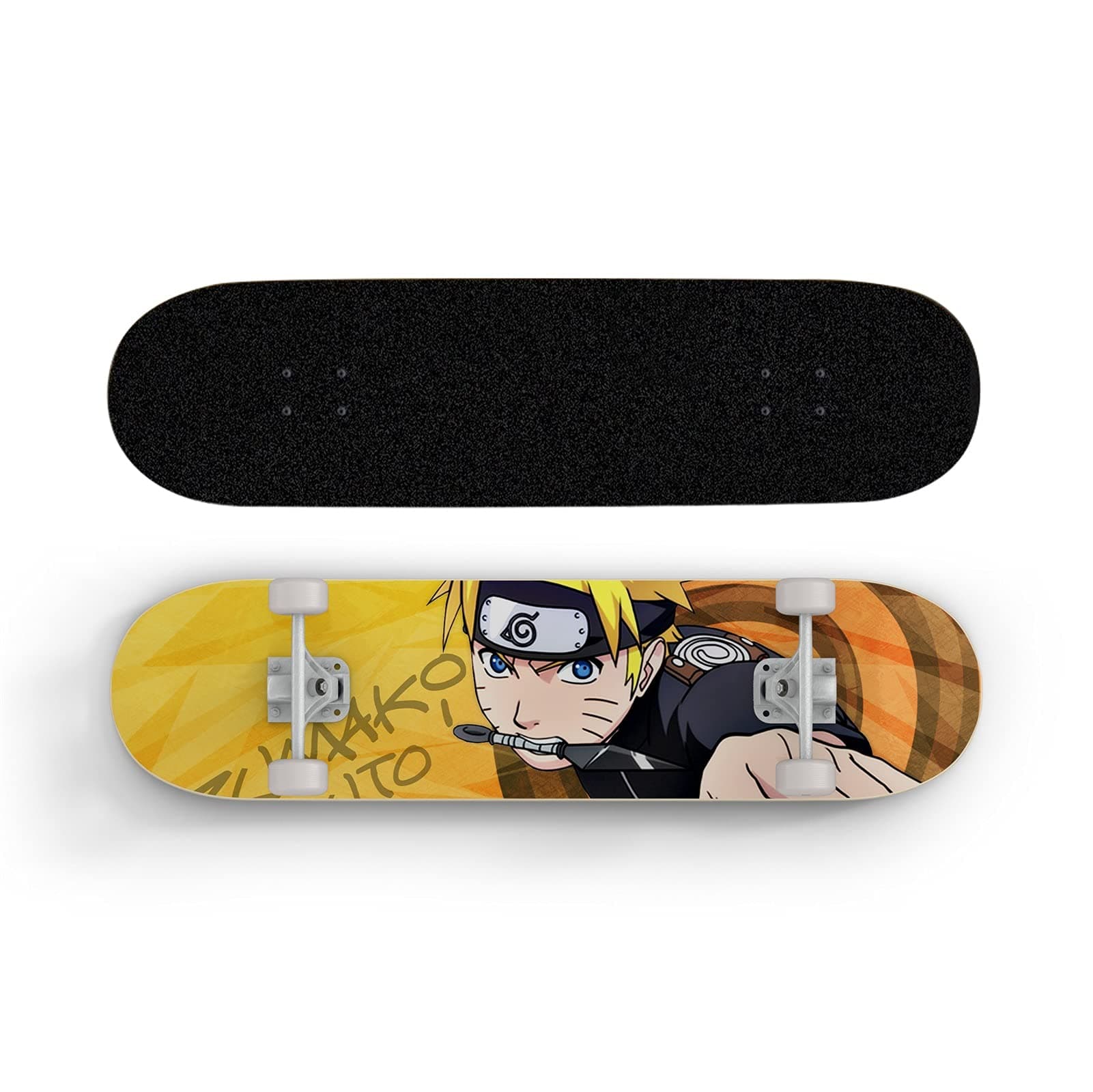 ZQHUAA Animation Short Board, Four-Wheel Double Rocker, Uzumaki Naruto, Seven Layers of Maple, Double Kick Skateboard, Suitable for Beginners and Teenagers