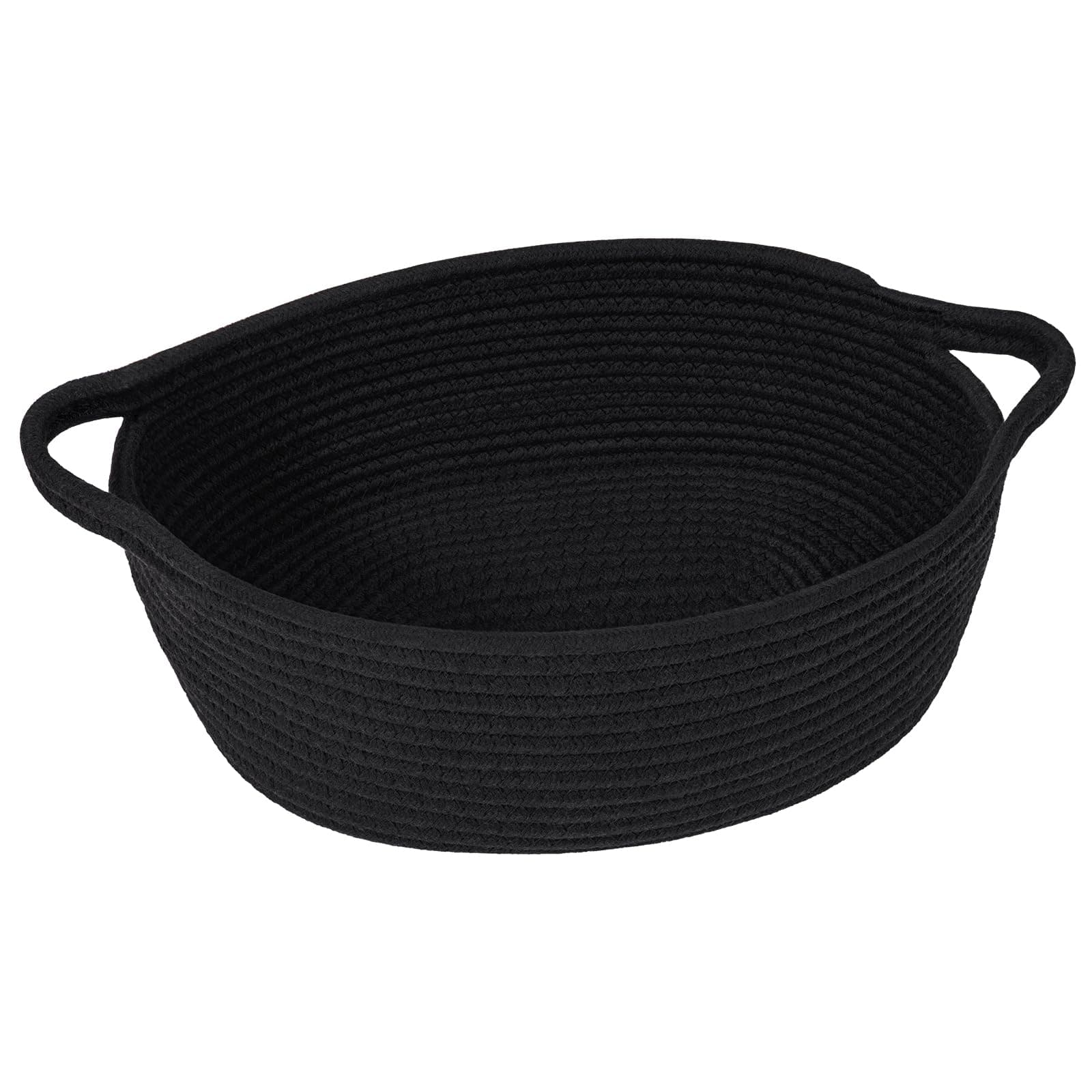 Goodpick Small Woven Basket, Baskets for Gifts Empty, Baby Basket with Handles, Black Baskets for Organizing, Dog Toy Basket, Rope Baskets for Storage, 12" x 8" x 5"