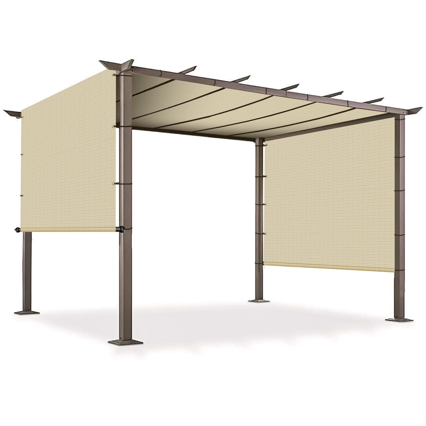 12'x12' Pergola Canopy Replacement Shade Cover Outdoor Sun Shade Cloth with Grommets Weighted Rods, Patio Awning for Porch Backyard Gazebo Garden, Beige