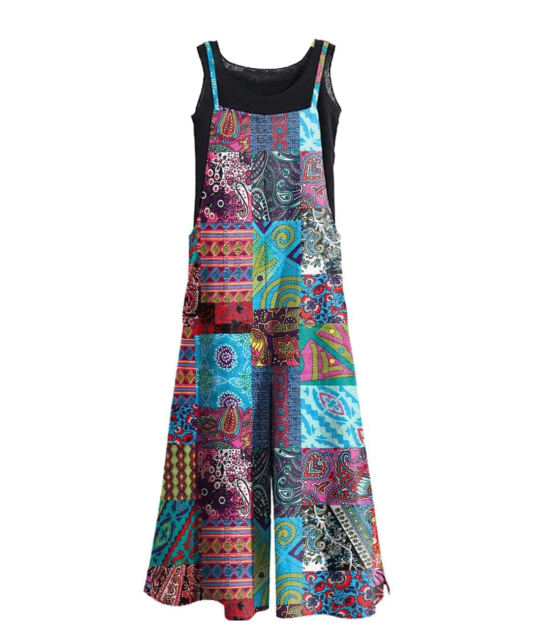 Women's Casual Loose Long Cotton Bib Overalls Baggy Linen Plus Size Jumpsuits Rompers Wide Leg Pants…