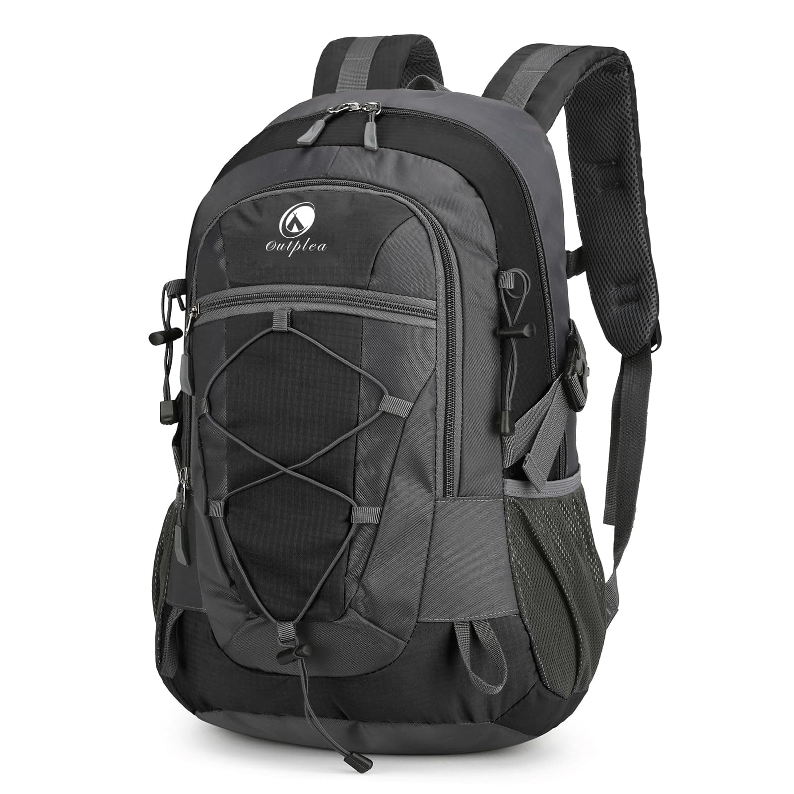 25L Hiking Backpack for Men Women, Waterproof Outdoor Rucksack Breathable for Walking Travel, Small Casual Daypack, Black