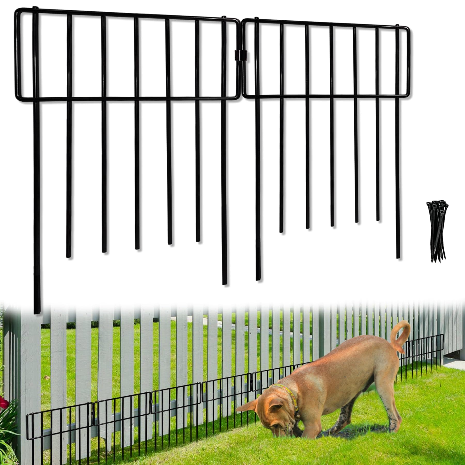 Animal Barrier Fence, 10 Pack No Dig Fence Decorative Fences, 17in(H)x10ft(L)Rustproof Metal Wire Small Garden Fence Border for Dogs Rabbits, Bottom Blocker for Outdoor Yard Patio Defence