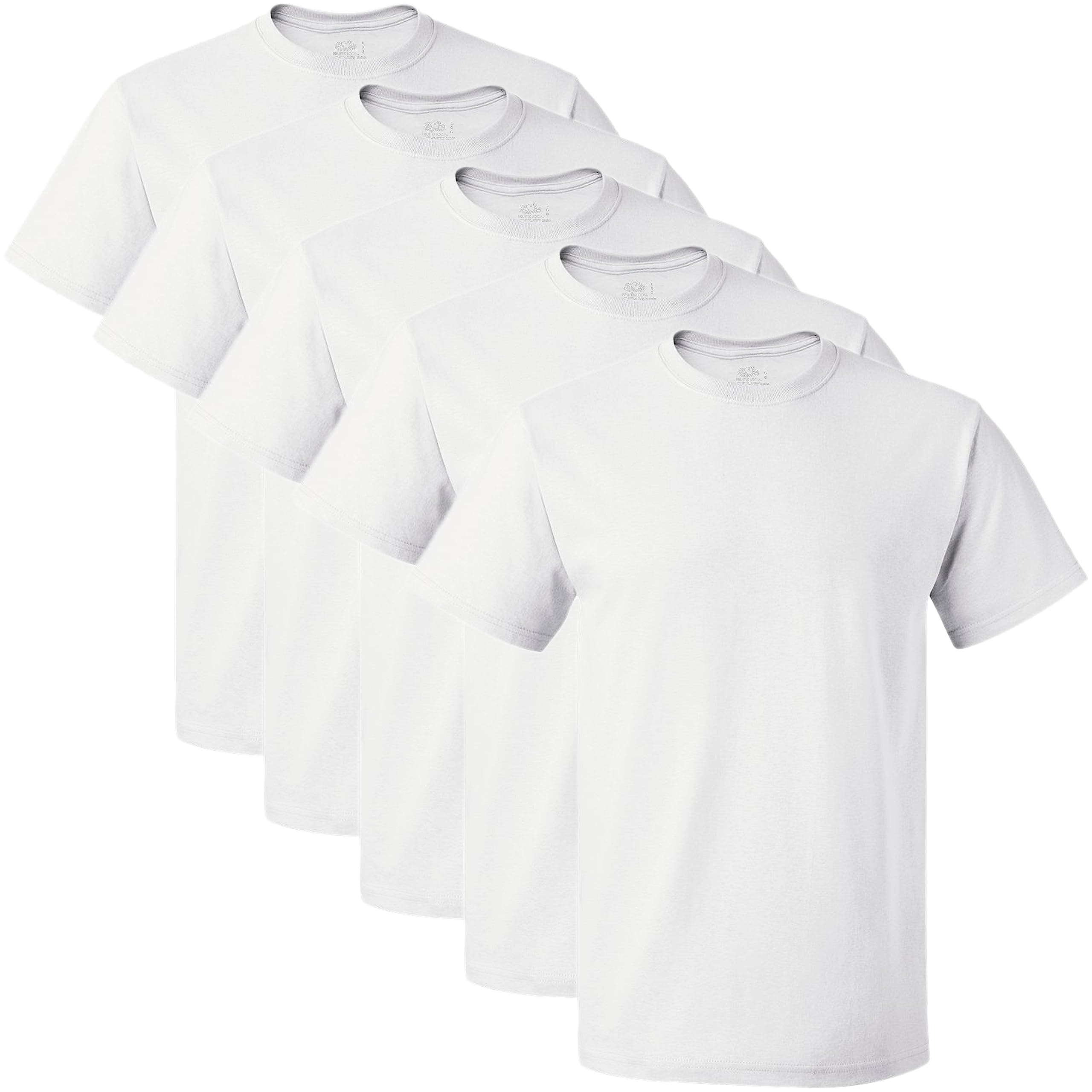 Men's 5-Pack Crew Neck T-Shirt, White, XX-Large