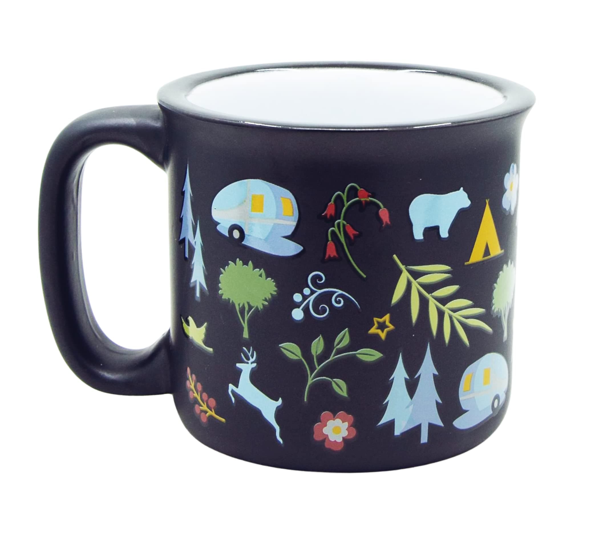 Ceramic Coffee Mug - 15 oz Retro Inspired Camping Mug - for Hot & Cold Drinks - Works as a Tea, Soup, & Coffee Mug - Stylish, Versatile, & Microwaveable Camping Coffee Mugs by Camp Casual