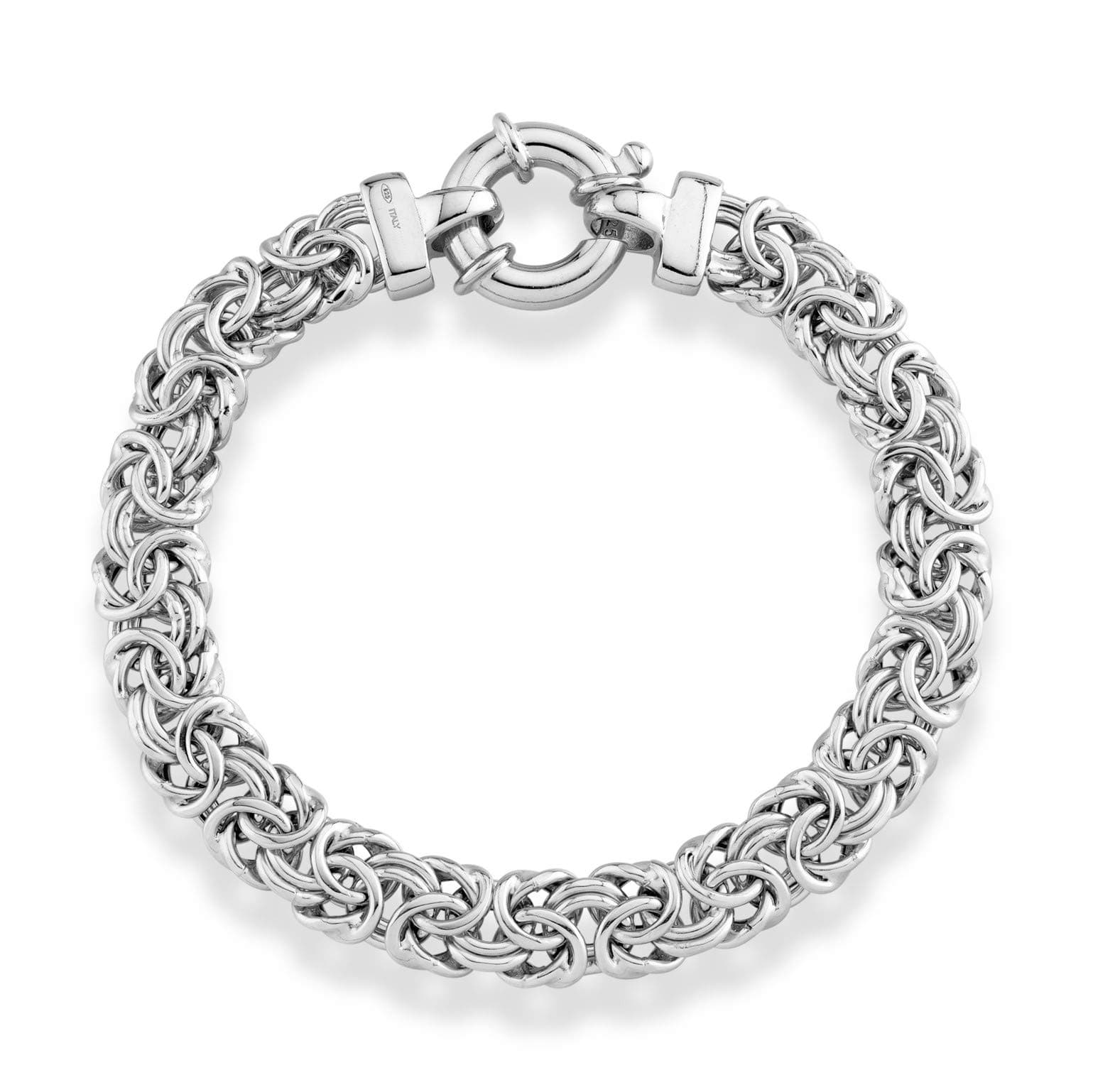 Italian 925 Sterling Silver, 18K Gold Plated 9mm Byzantine Bracelet for Women, Handmade in Italy