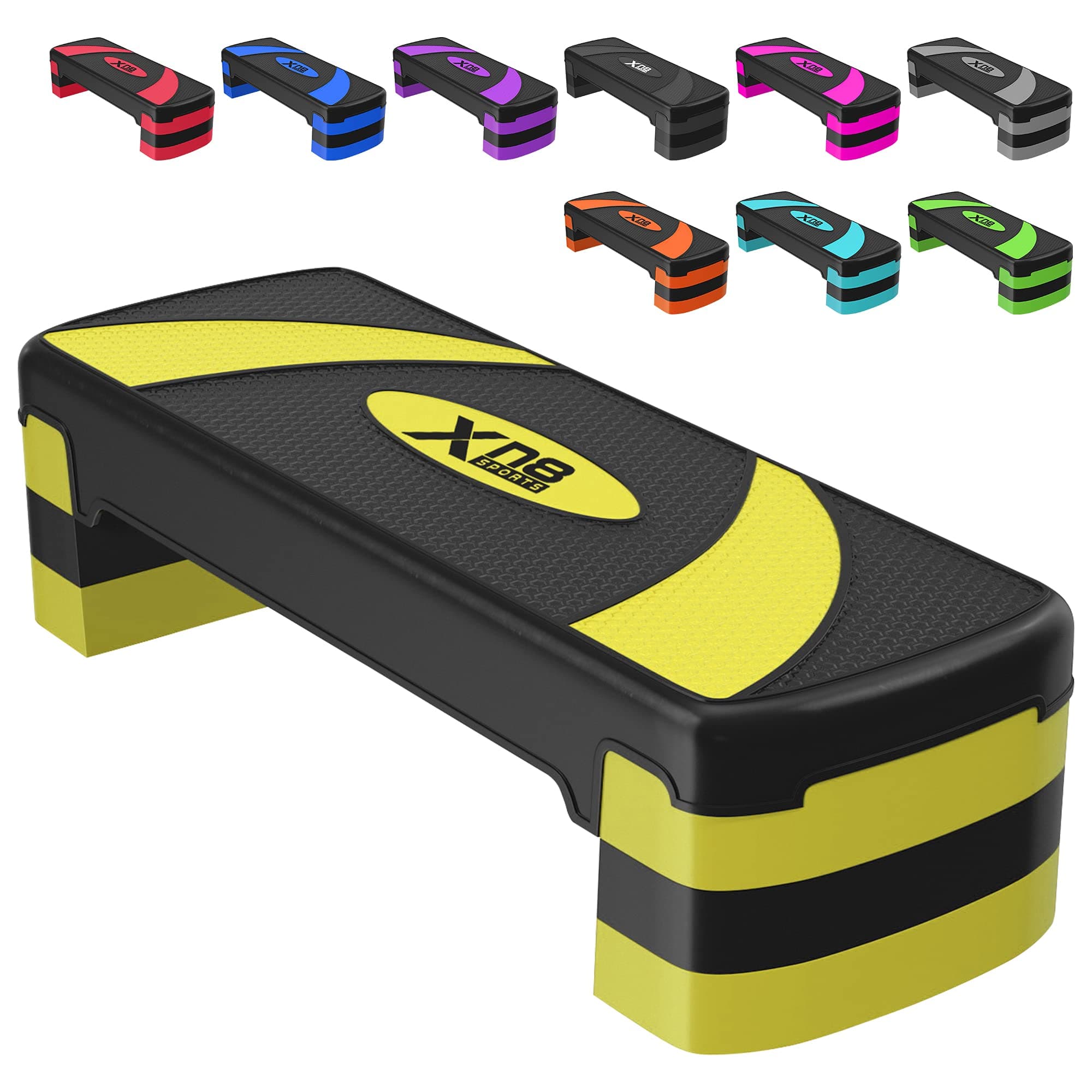 Xn8 Steppers for Exercise Workout - Adjustable Step Aerobic Stepper Platforms Fitness, Workouts, Yoga, Cardio Exercise, Home & Gym Equipment Non Slip 10cm 15cm 20cm