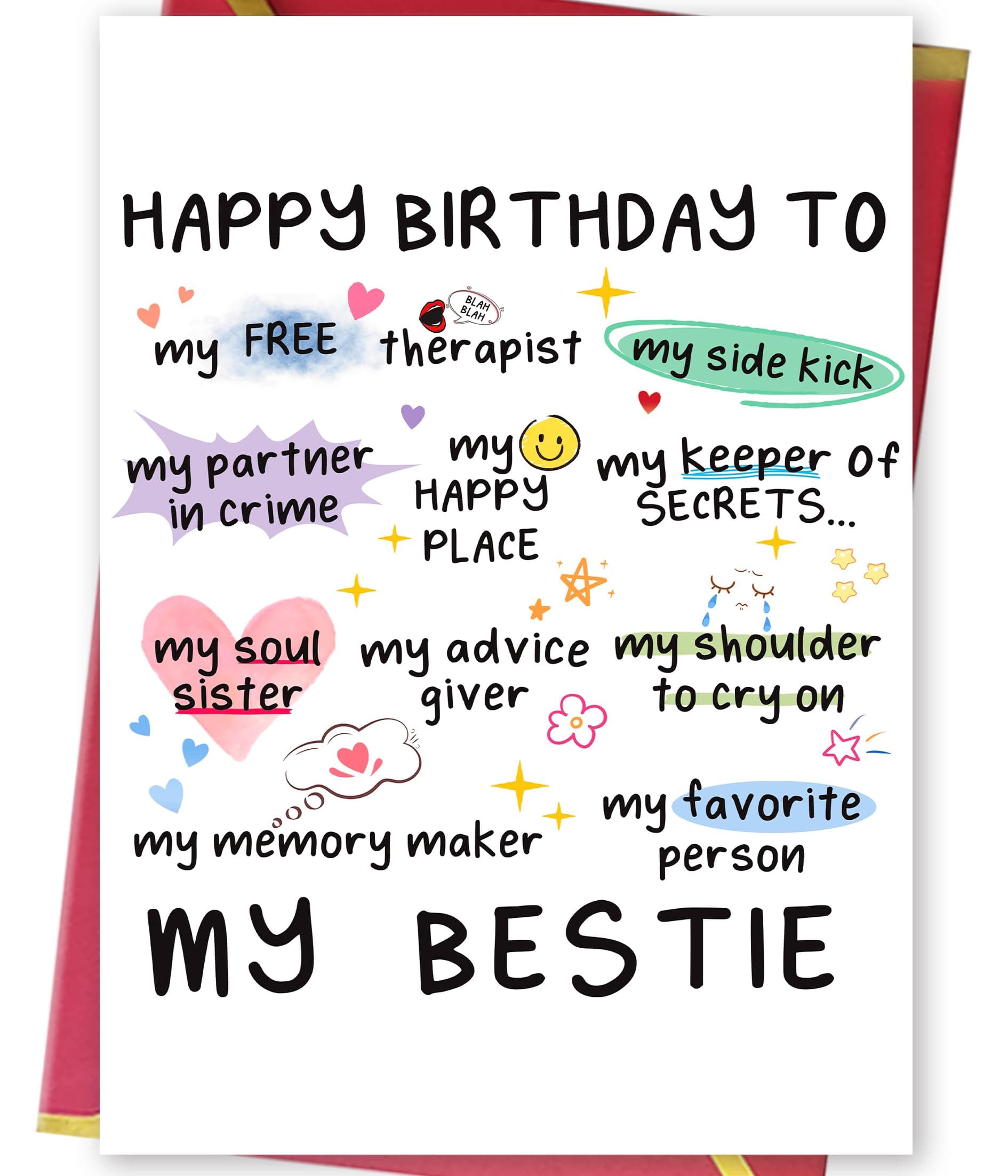 Funny Birthday Card for Women Sister, Happy Bday Gifts for Bestie, Bestie & Friendship Birthday Card