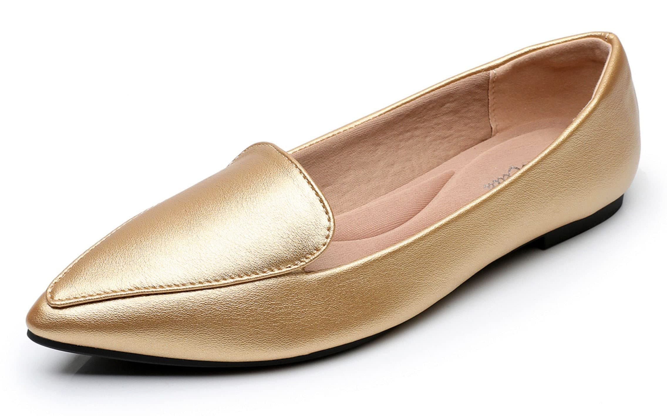 VenusCelia Women's Funkier Flats Shoe, Gold Pu, 9.5