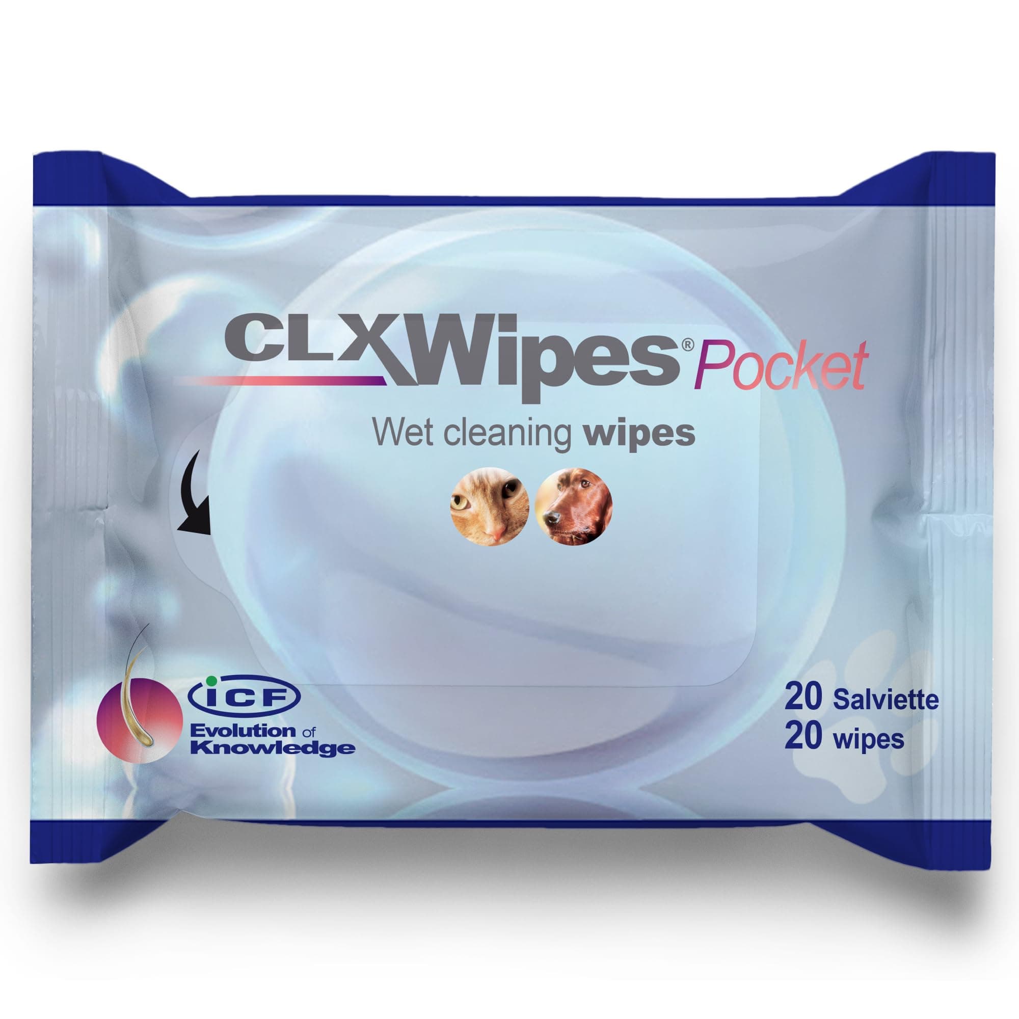ICF | CLX Pet Wipes | Gentle Dog & Cat Cleaning Wipes for Paws, Ears & Skin Folds | Deodorizing & Moisturizing | No-Rinse, Daily Use | 20 Count
