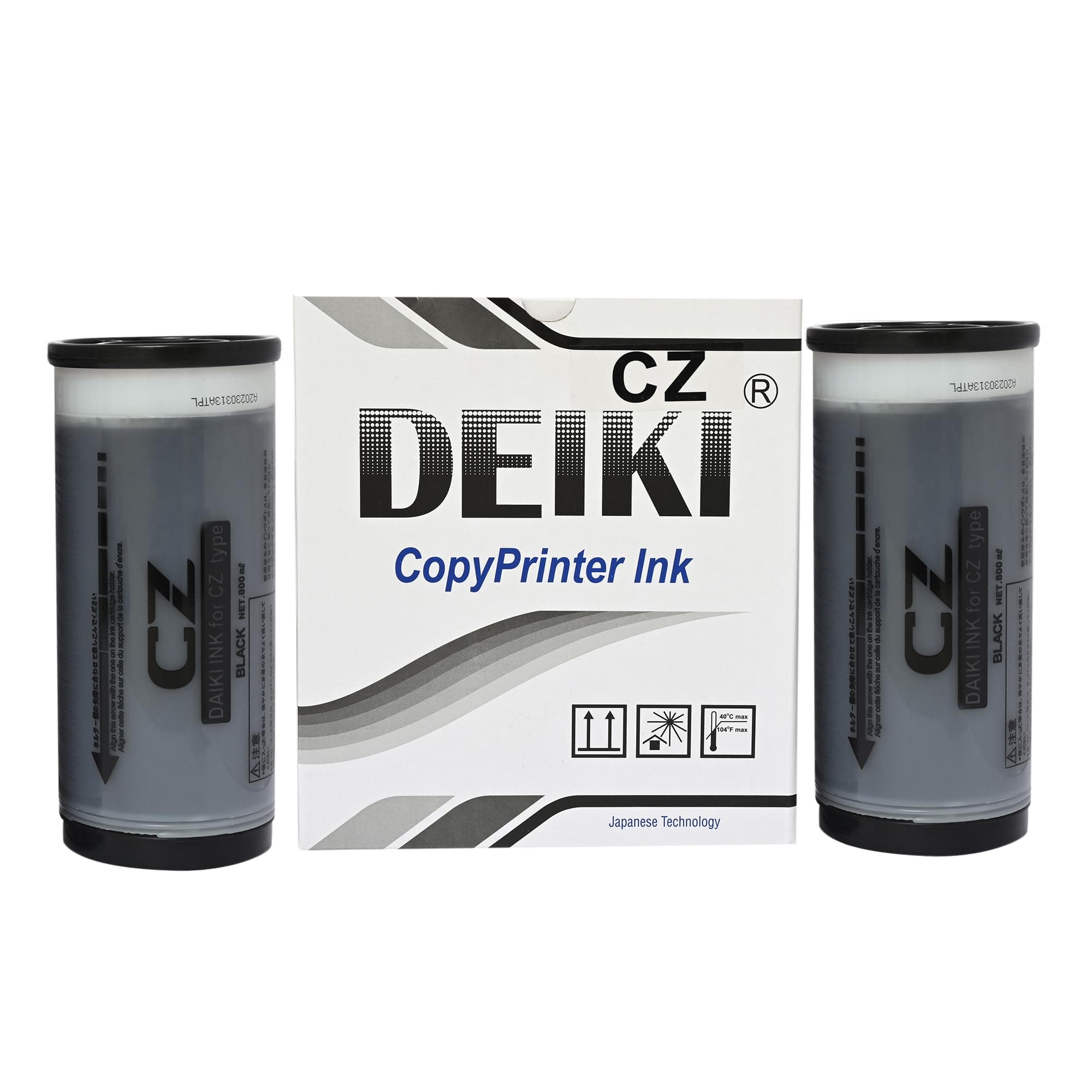 DEIKI Black Ink for RISO CZ 180/100 Duplicator - Set of 2 Cartridges