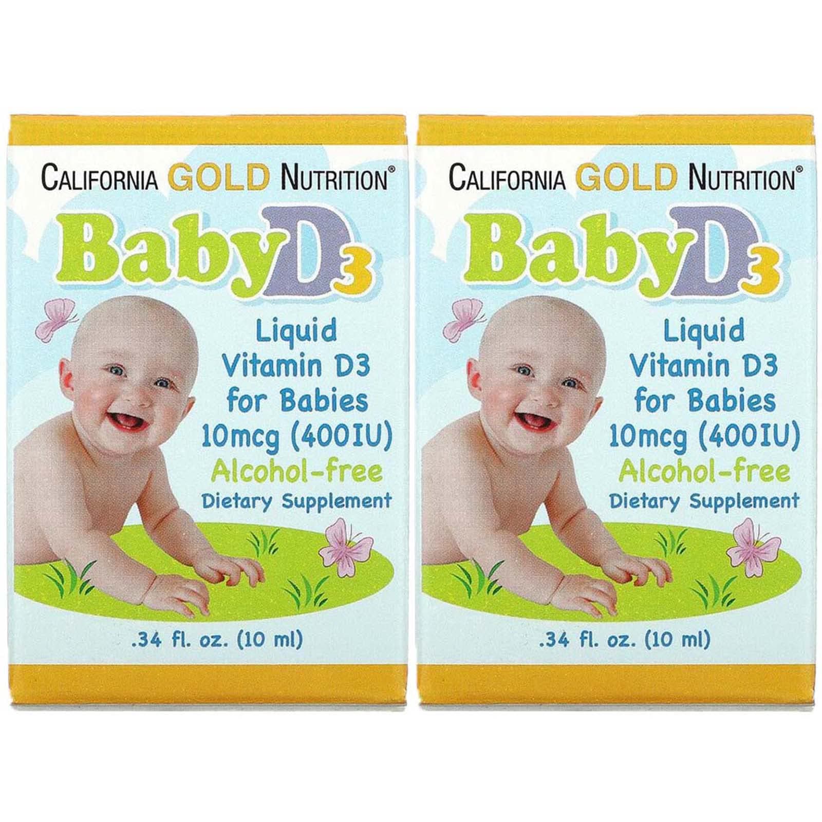 California Gold Nutrition Baby Vitamin D3 Liquid D3 Supplement for Babies, Vegetarian Friendly - Developmental Support - Alcohol & Gluten Free, Non-GMO - 10 mcg (400 IU) - 0.34 fl oz (10 ml), 2