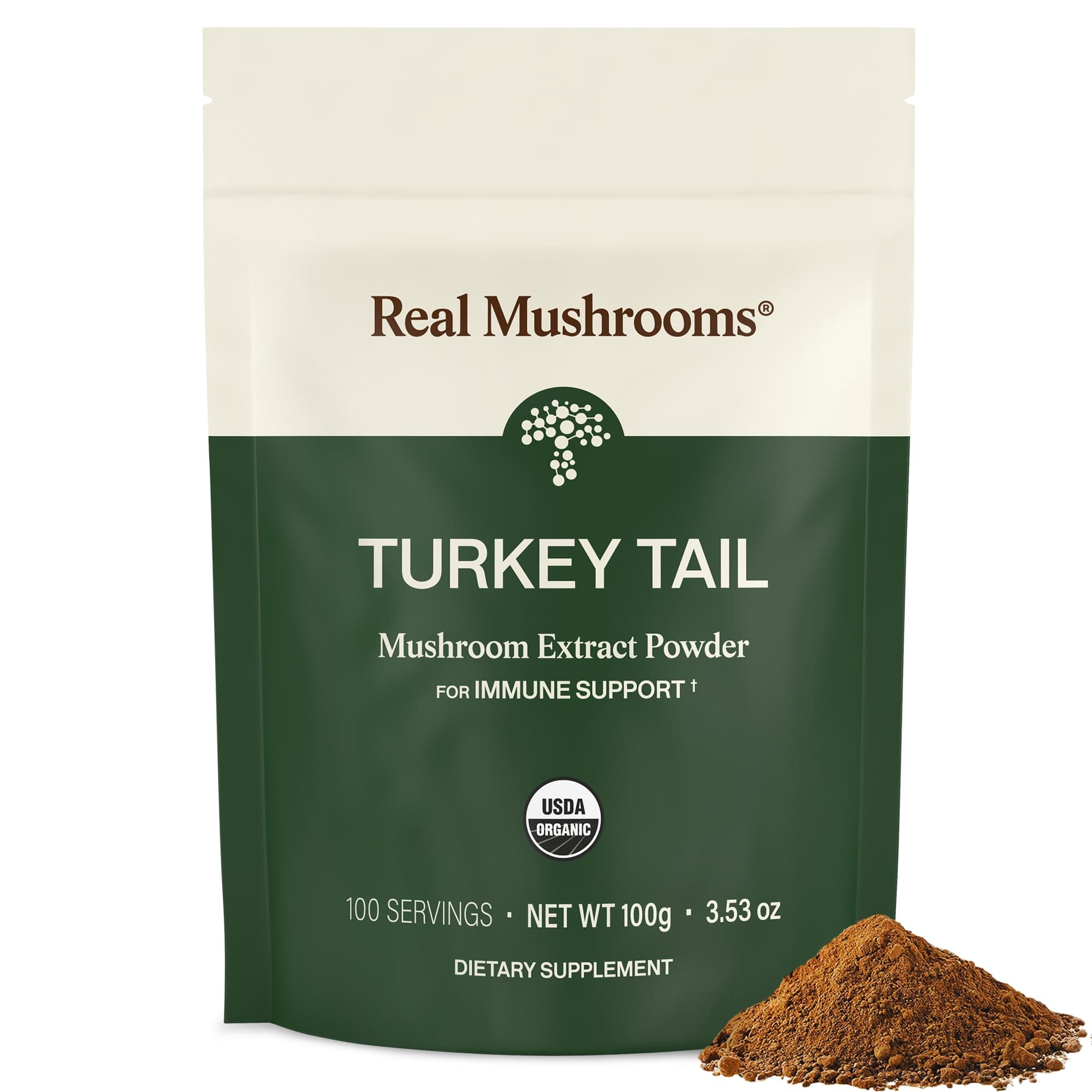 Real Mushrooms Turkey Tail Mushroom Powder – Organic Turkey Tail Extract from – for Wellness, Gut Harmony, & Energy Support – Vegan, Non-GMO, No Fillers – 100 Servings Functional Mushroom Supplement