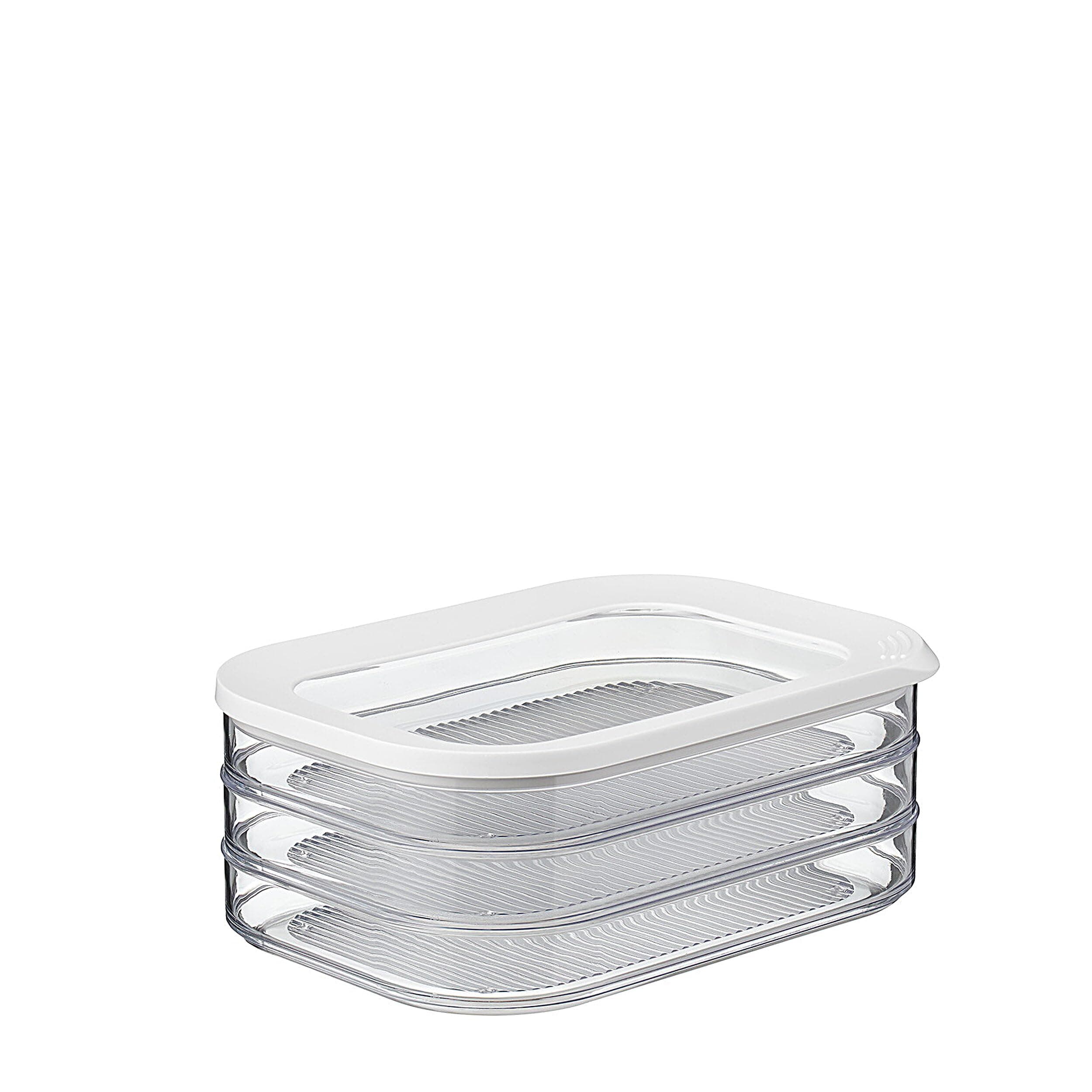 Mepal Modula Rounded Stackable Food Storage Box | 3 Compartments with 1 Universal Transparent Framed Lid | Ideal for Cold Cuts, Cheese, and More | BPA-Free, Nordic White (17oz/500ml)