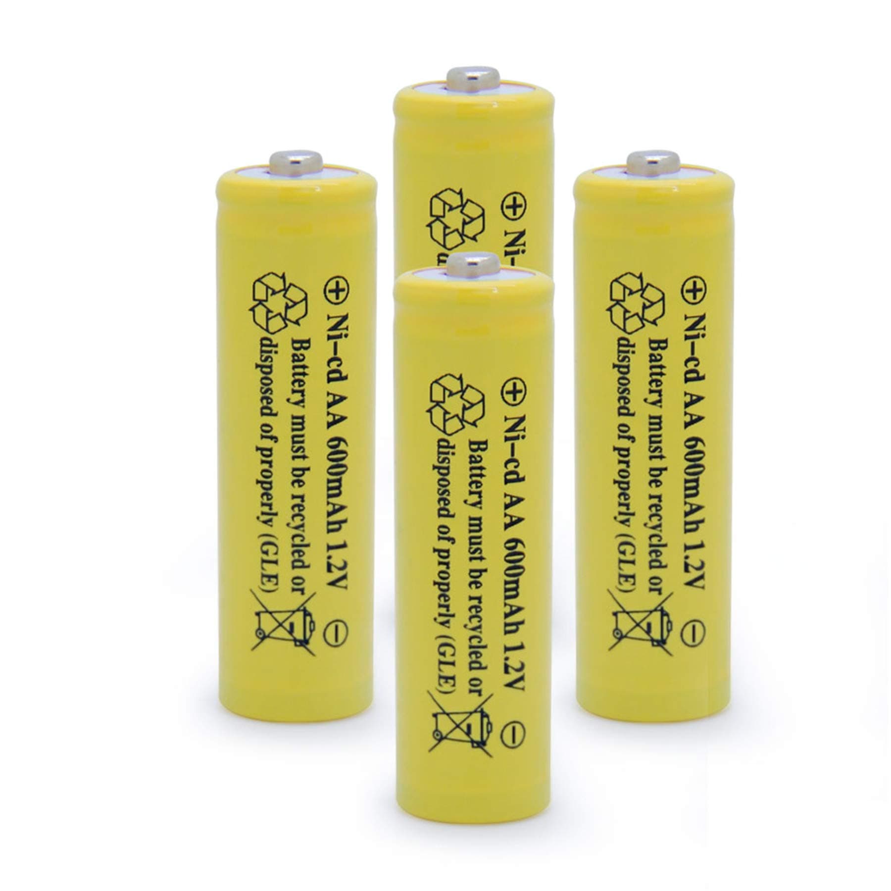 Solar Light Rechargable Batteries Cell for Garden/Lawn/Sidewalk Lamp 1.2V AA Ni-CD 600mAh 2A(4 Pack AA Yellow)