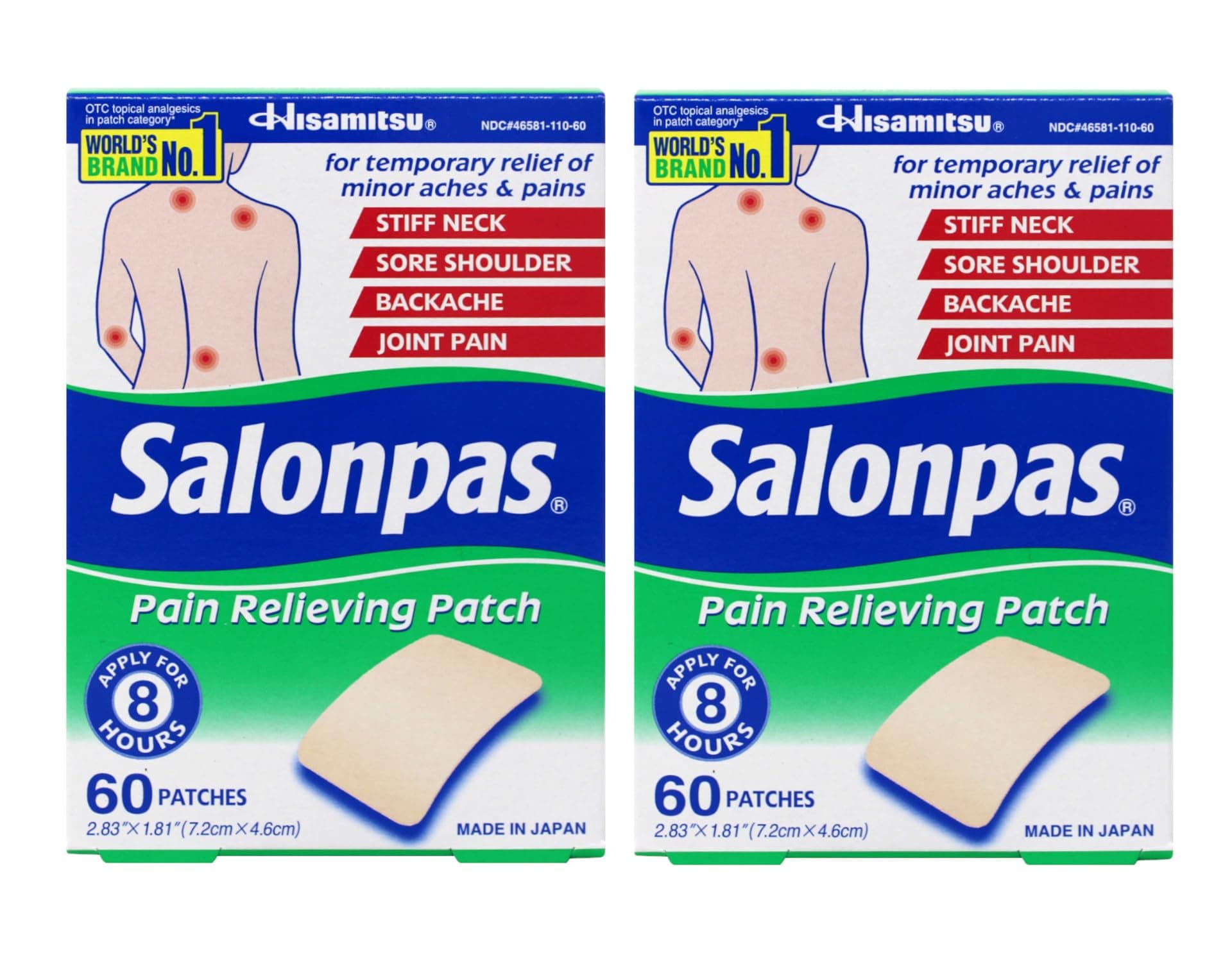 Pain Relieving Patch, Extra Strength Topical Analgesic, 60 Ct (Pack of 2)