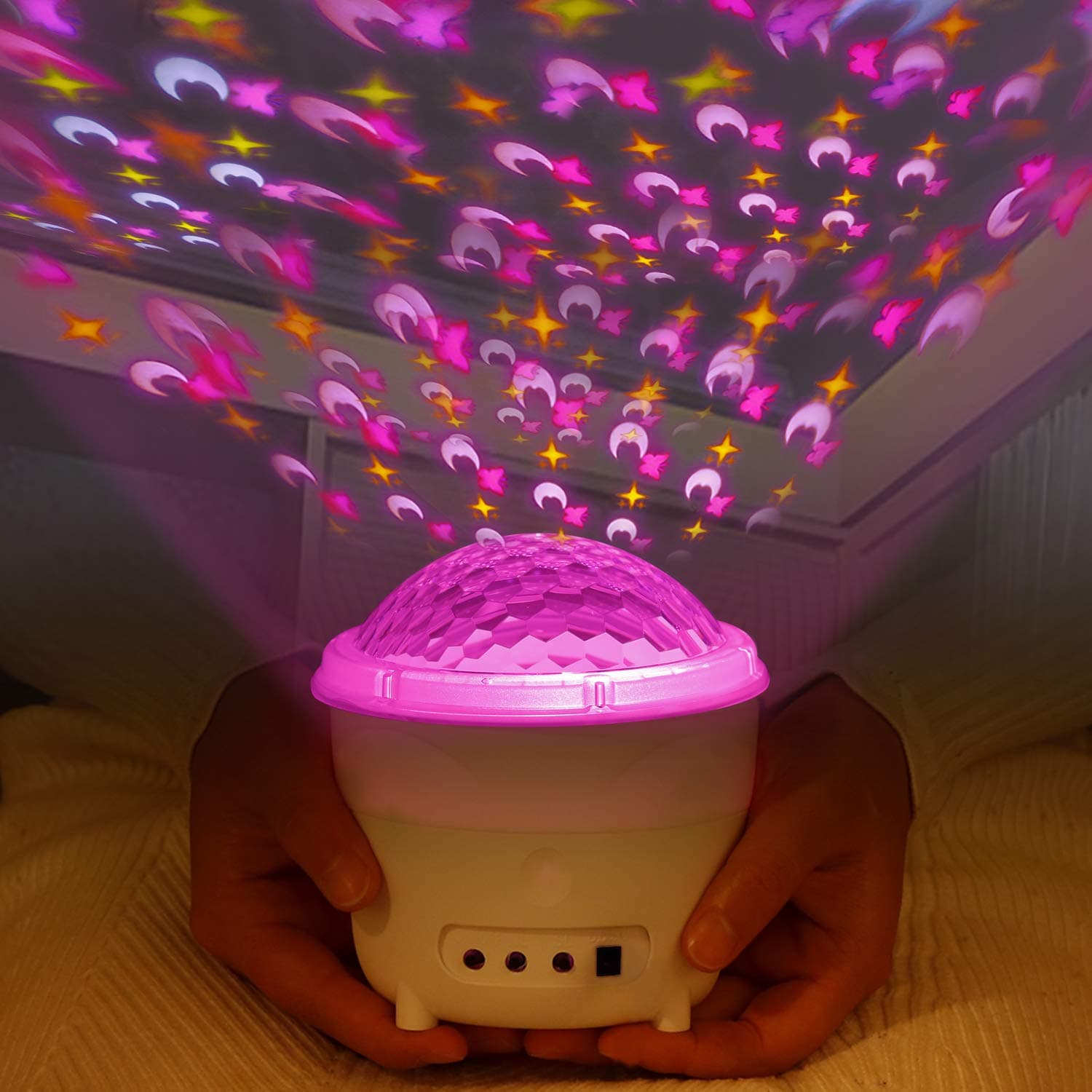 Night Light Projector Kids Night Lamp Projector Light, 2 in 1 with Remote Control Timers, Sound Activated Mood Nursery Lamp for Baby Bedroom Living Room