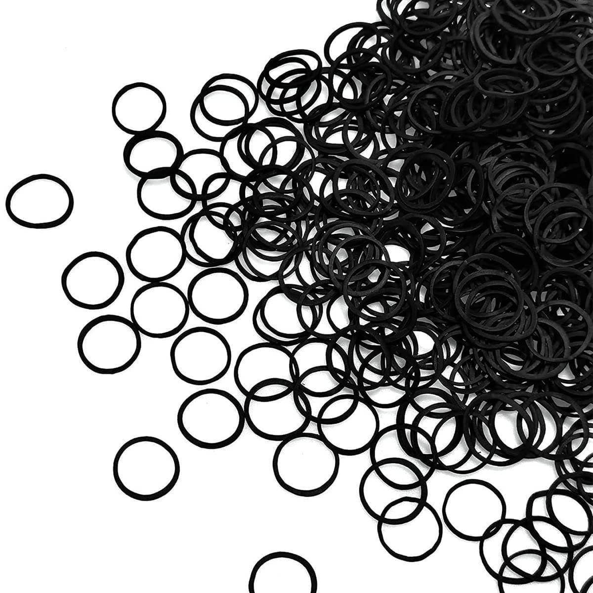 1000 Pcs Black Rubber Hair Bands for Girl Women Kids Baby, Soft Elastic Bands for Pets Braids Ponytail Wedding Hairstyle and More, with Bag